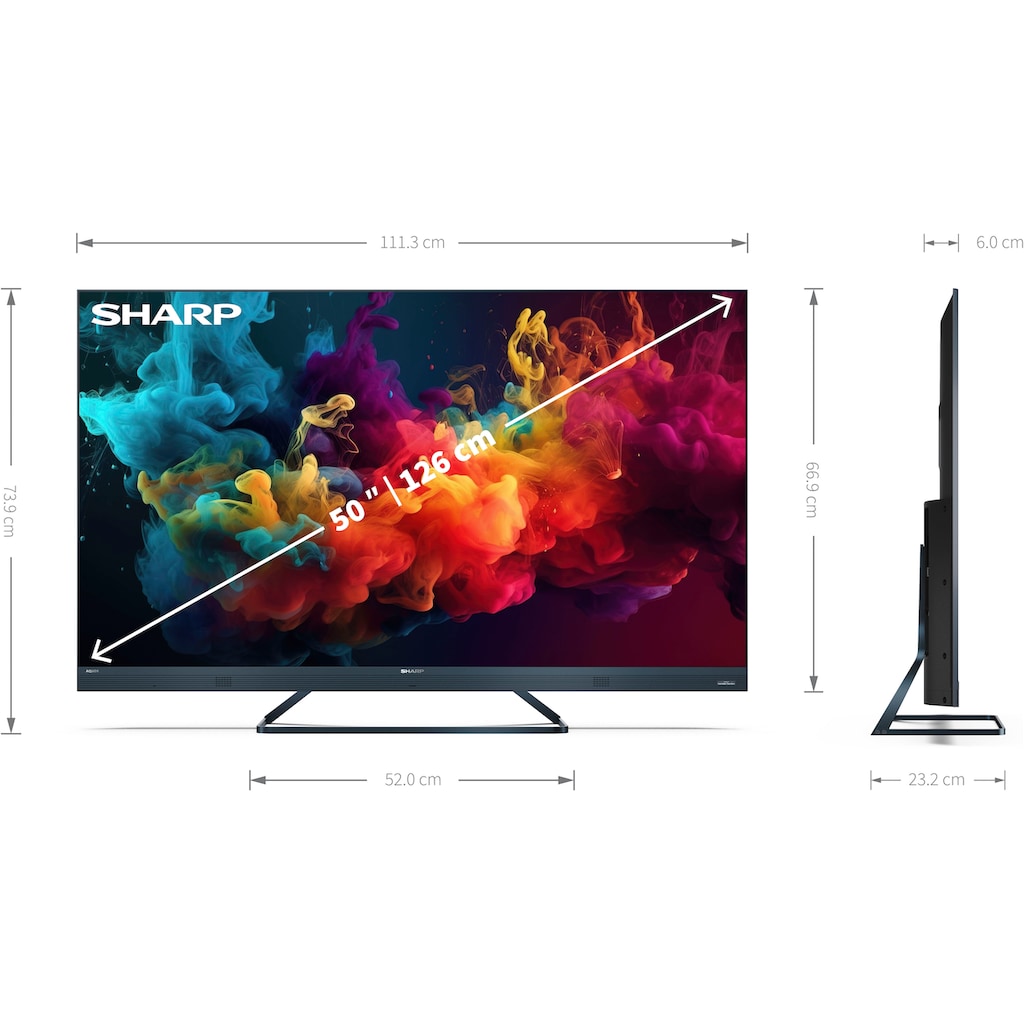 Sharp LED-Fernseher »SHARP 50FQ5EG Quantum Dot Google TV 126 cm (50 Zoll) 4K Ultra HD QLED«, 126 cm/50 Zoll, 4K Ultra HD, Google TV