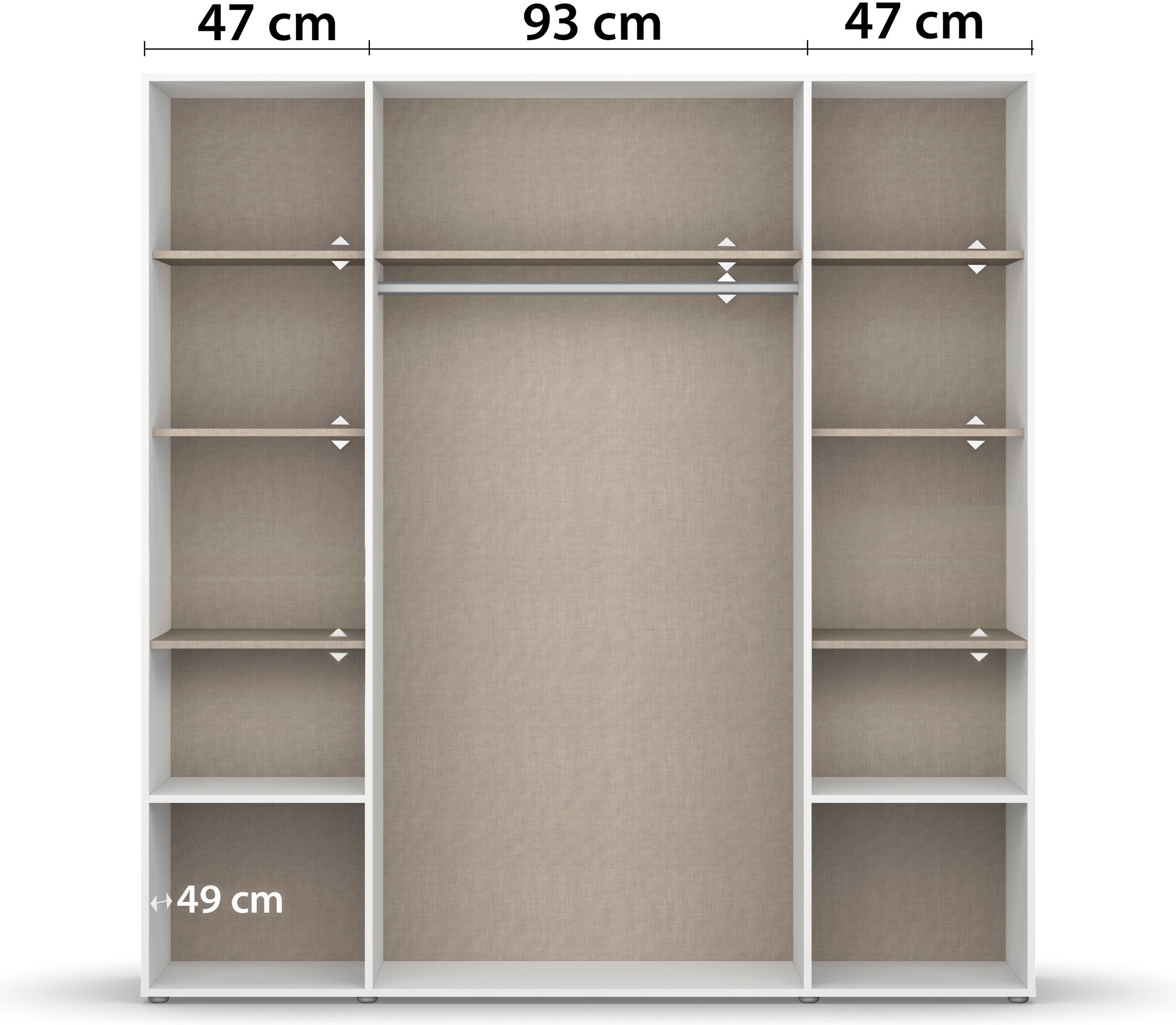 rauch Drehtürenschrank »Kleiderschrank Schrank Garderobe Wäscheschrank NARAI mit Schubladen«, (in 3 verschiedenen Ausstattungen BASIC/CLASSIC/PREMIUM), Griffausfräsungen für eine grifflose Optik TOPSELLER MADE IN GERMANY