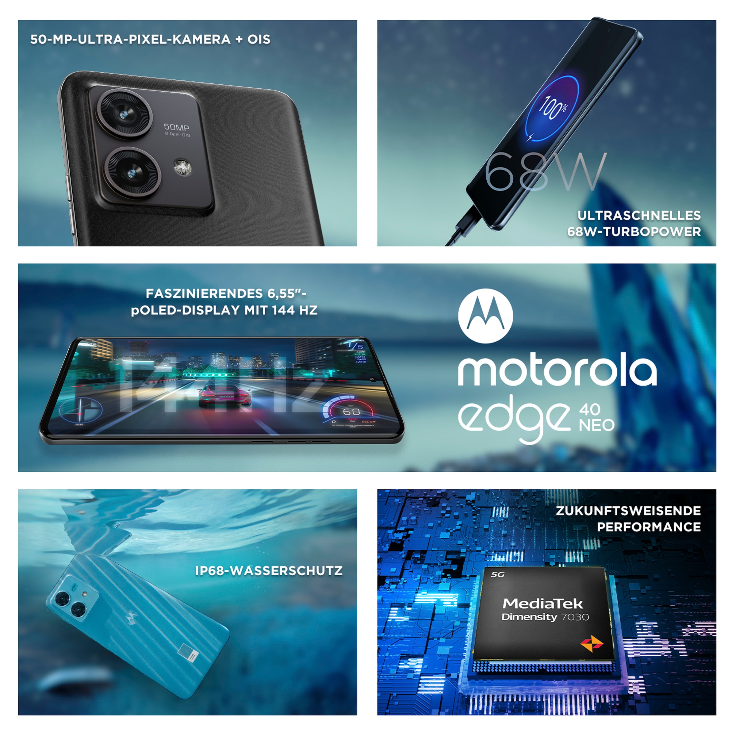 Black 50 Zoll, MP Shop jetzt neo, GB Online Kamera GB«, 256 Motorola »edge OTTO 40 Smartphone 256 Beauty, cm/6,55 im Speicherplatz, 16,64