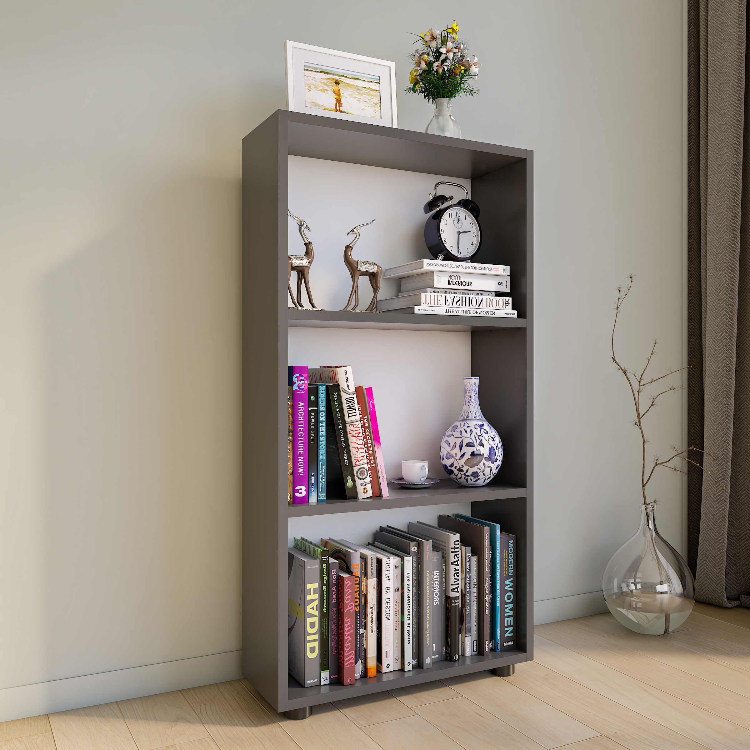 VCM Standregal »VCM Holz Aufbewahrung Stand Regal Bücherregal Deko Bücher Standregal Bulas 3 Fächer«