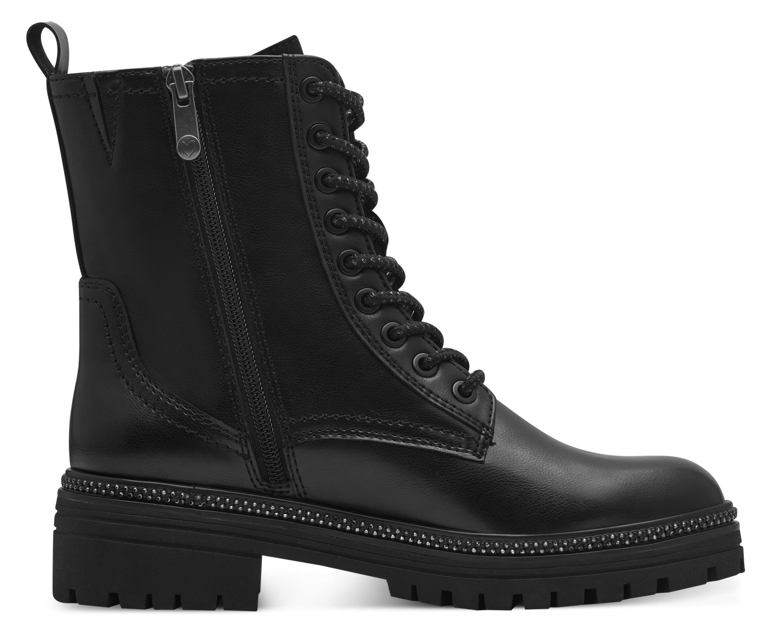 MARCO TOZZI Schnürstiefelette, Blockabsatz, Schnürboots mit Nieten am Sohenrand