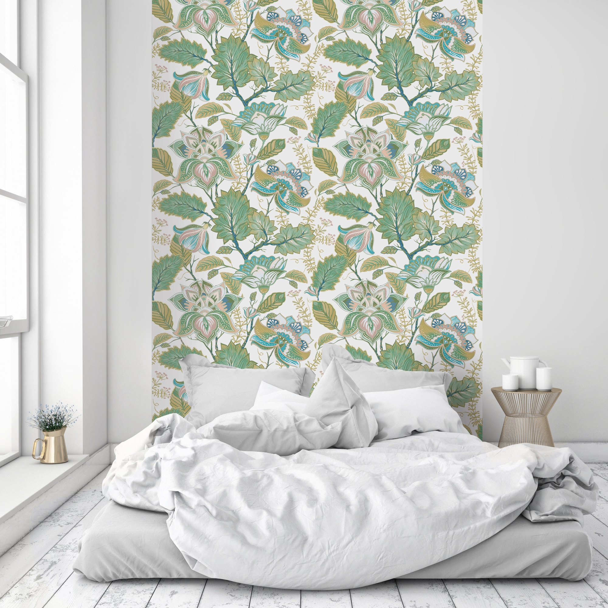 queence Vinyltapete »Marit«, bedruckt-Motiv-botanisch-floral-gemustert-natürlich, 90x250cm, selbstklebend, kinderleichte Anbringung, Sticker