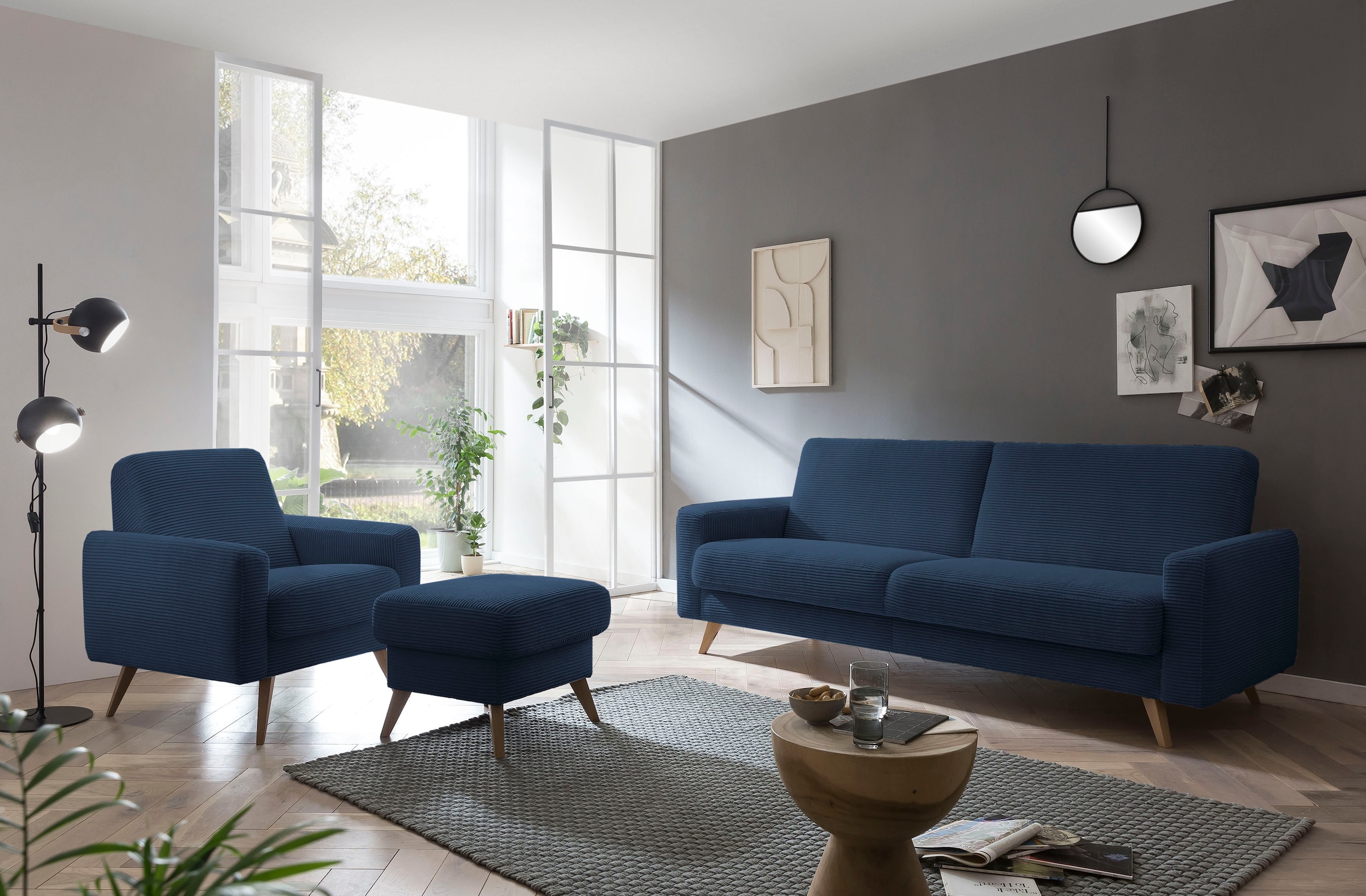 exxpo - sofa fashion Sessel »Samso, Loungesessel«, elegant und bequem, aktueller Cord Bezug