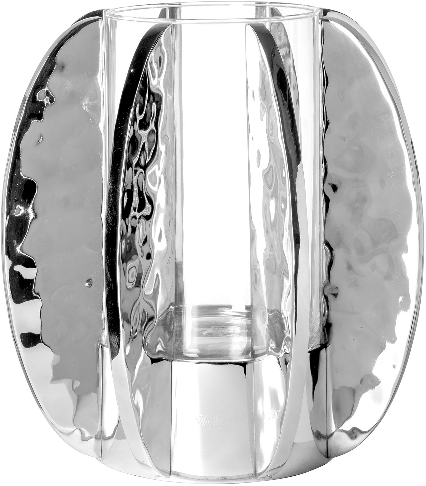 Fink Windlicht »GLAMOUR«, (1 St.), Kerzenhalter mit Glas, vernickelt, mit gehämmerter Oberfläche