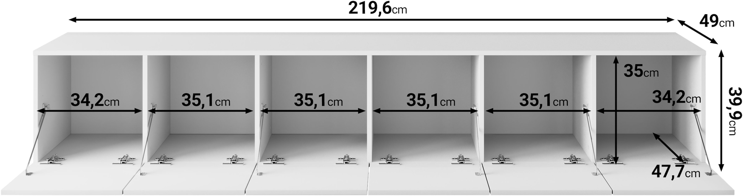 OTTO home Lowboard »Denver Erlebe die Weltmeisterschaft im XXL-Format« 1 Stk. tlg. Elegantes TV-Möbel 220 cm, speziell für bis zu 98-Zoll Fernseher