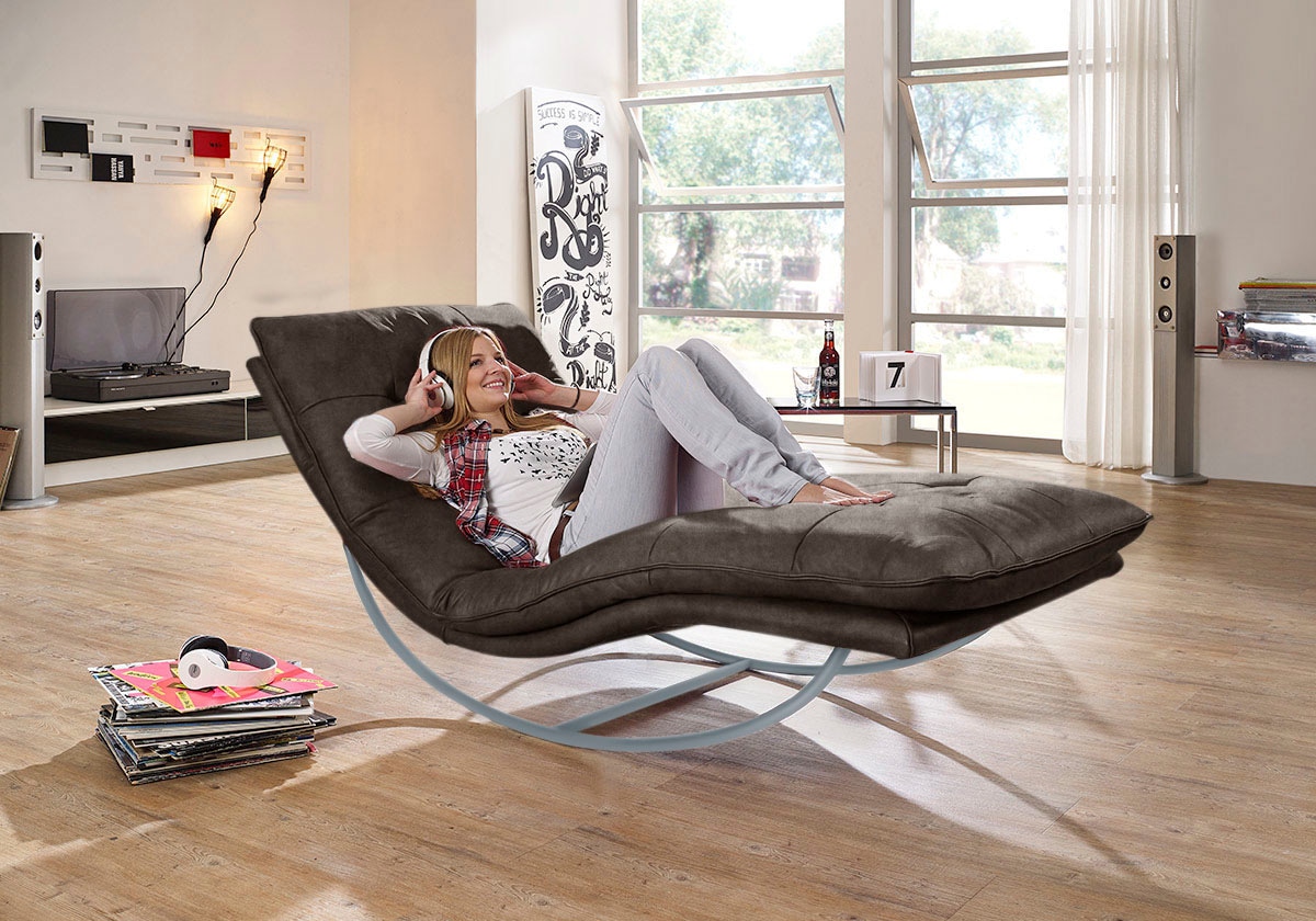 W.SCHILLIG Relaxliege »daily dreams« in Waffelkissen-Optik, Schaukelgestell silber matt, in 2 Breiten