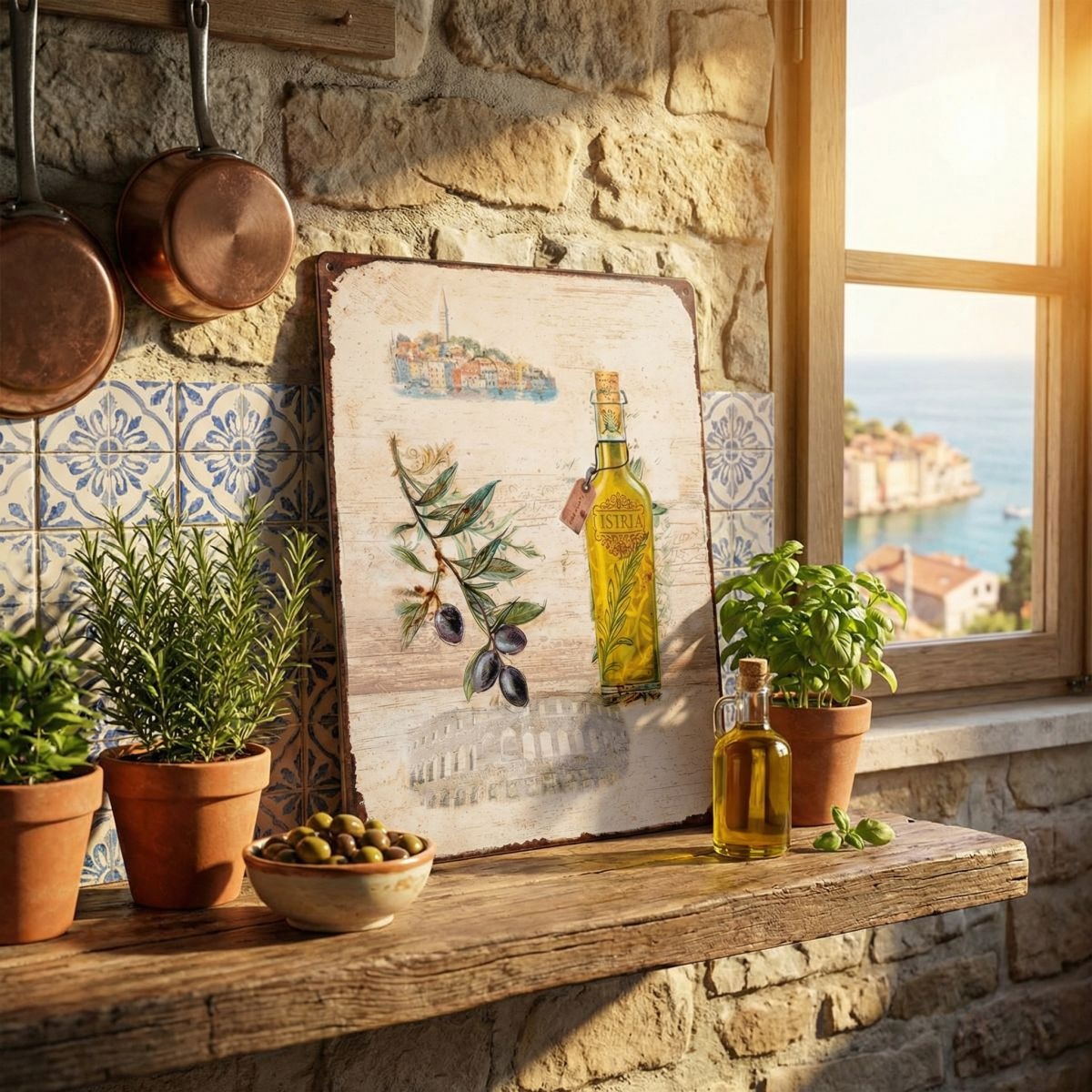 Ambiente Haus Metallbild »Metallbild - Istria« 1 Stk. tlg. Metallbild - Istrien & Olivenöl