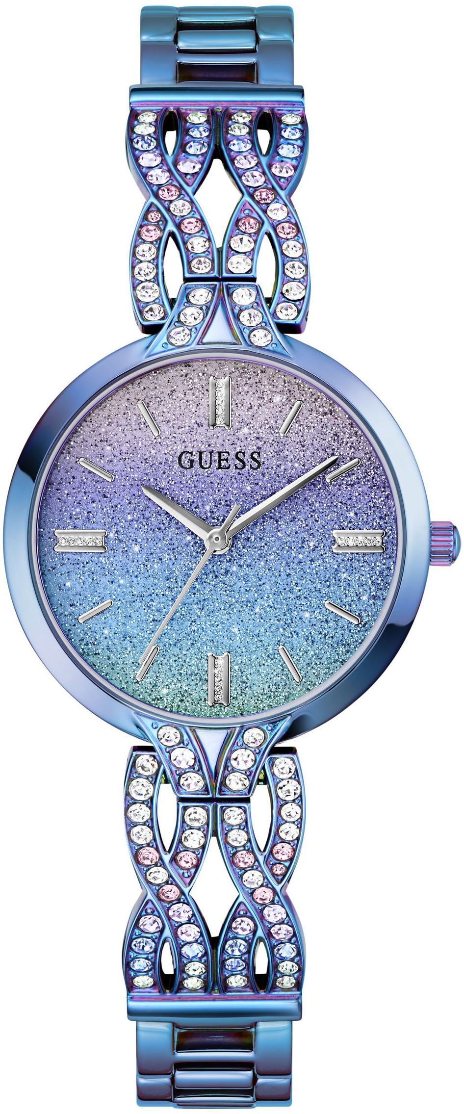 Guess Quarzuhr »CORAL« Armbanduhr, Damenuhr, Edelstahlarmband