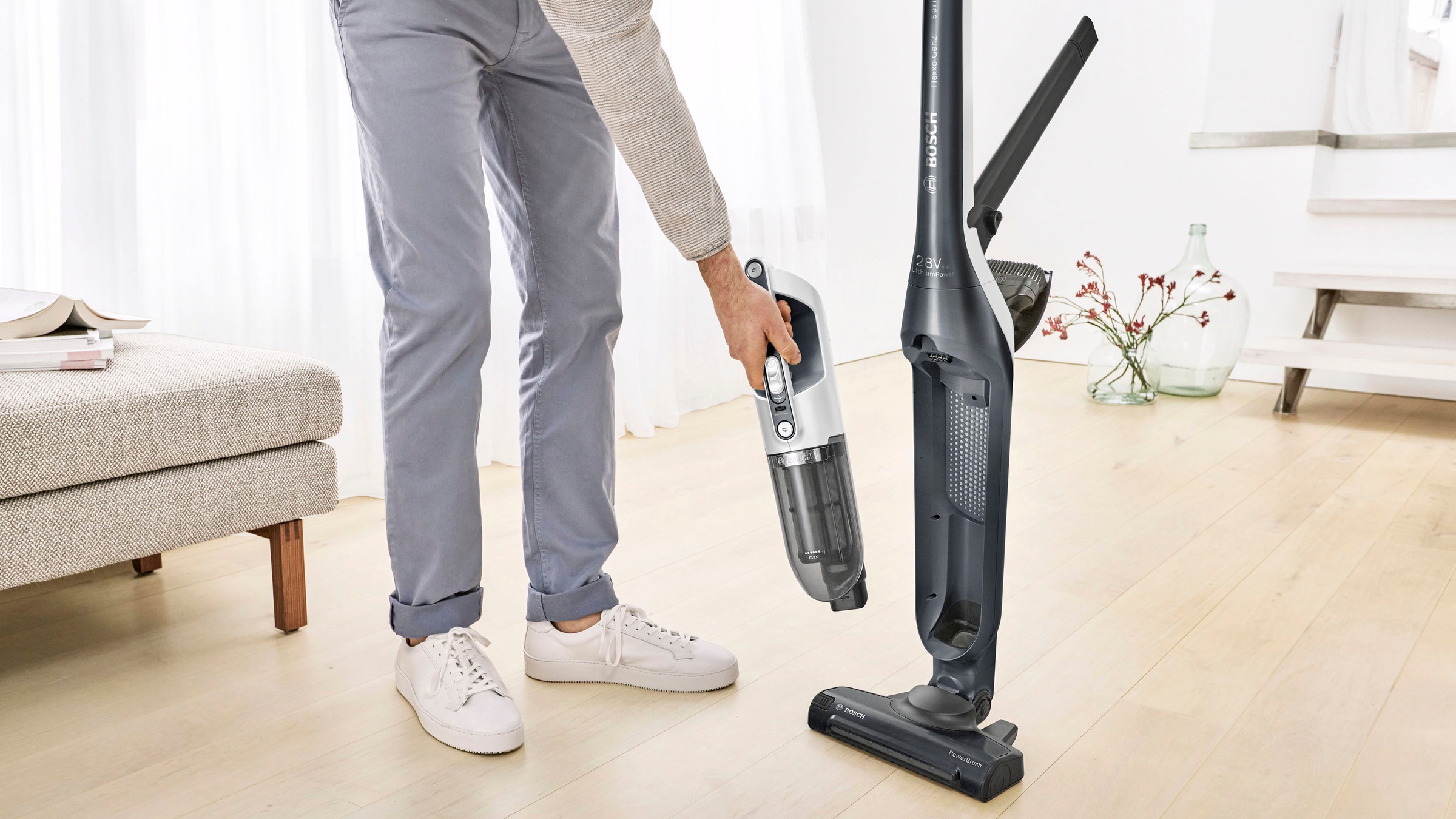 BOSCH Akku-Hand-und Stielstaubsauger »Flexxo Gen 2 Serie 4 BBH3P280«, 28 V, Power Düse mit LED, integriertes Zubehör