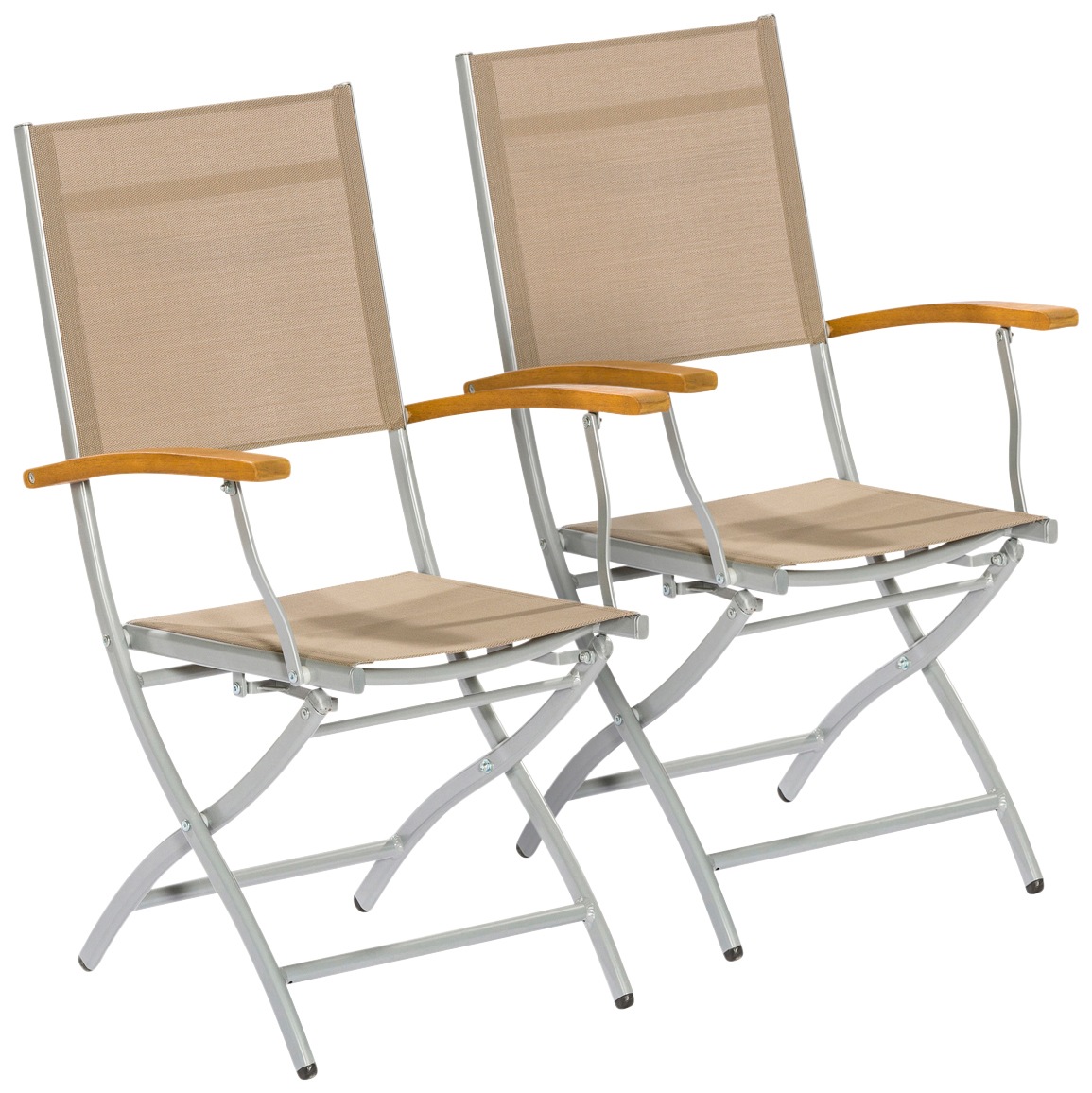 MERXX Gartensessel »Naxos«, 2er Set, Eukalyptusholz/Textil, klappbar, grau