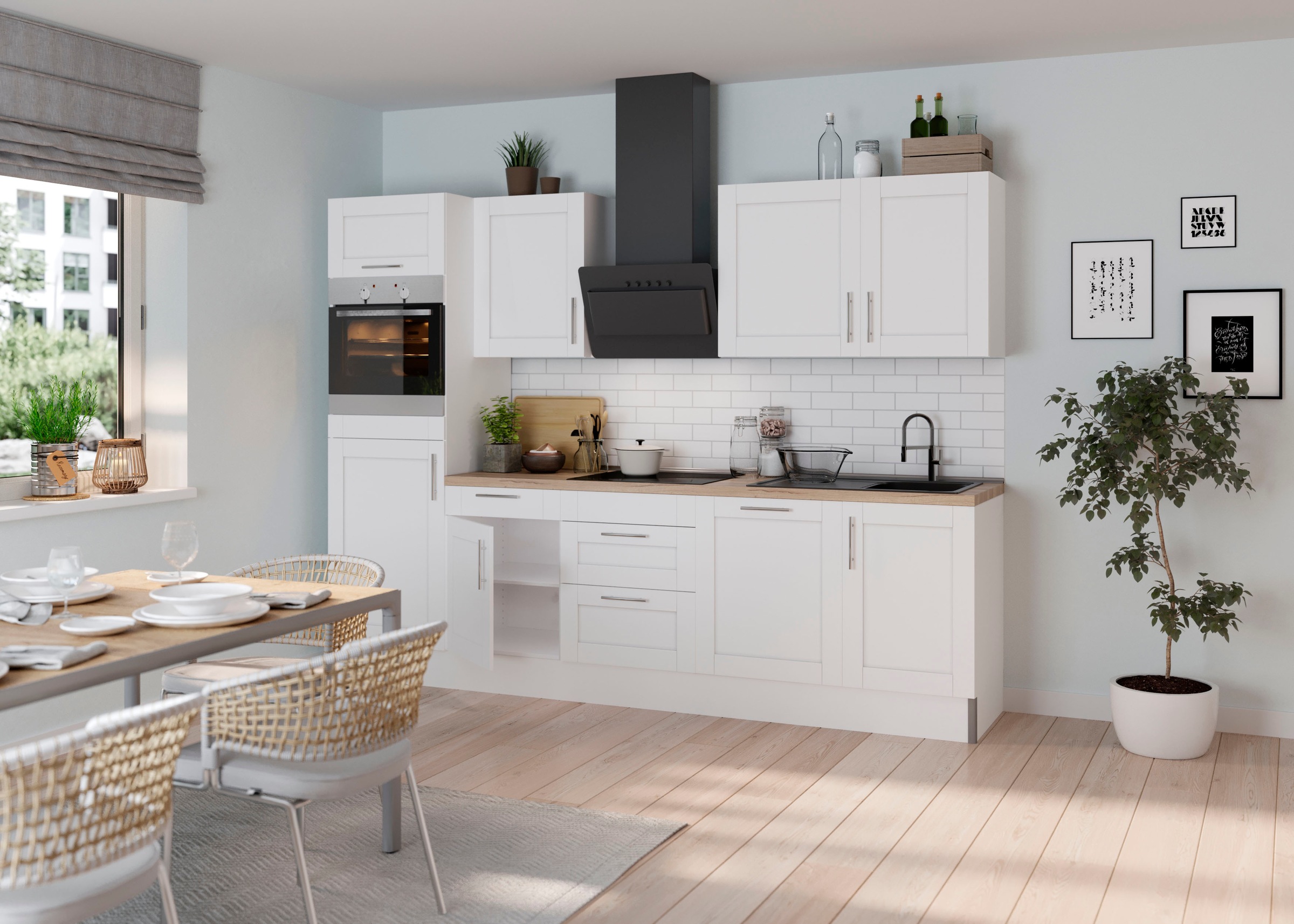 KOCHSTATION Küche »KS-Ahus« Breite 280 cm,wahlw. mit E-Geräten,Soft Close Funktion,MDF Fronten