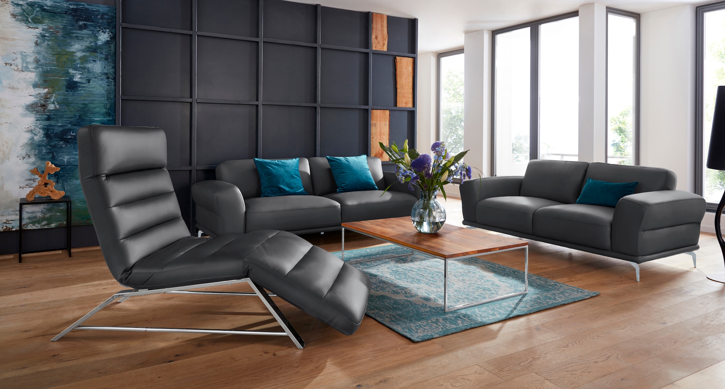 W.SCHILLIG 2-Sitzer »montanaa Designsofa, bequem, Breite 192cm, Federkern« mit Metallfüßen in Silber matt, Breite 192 cm