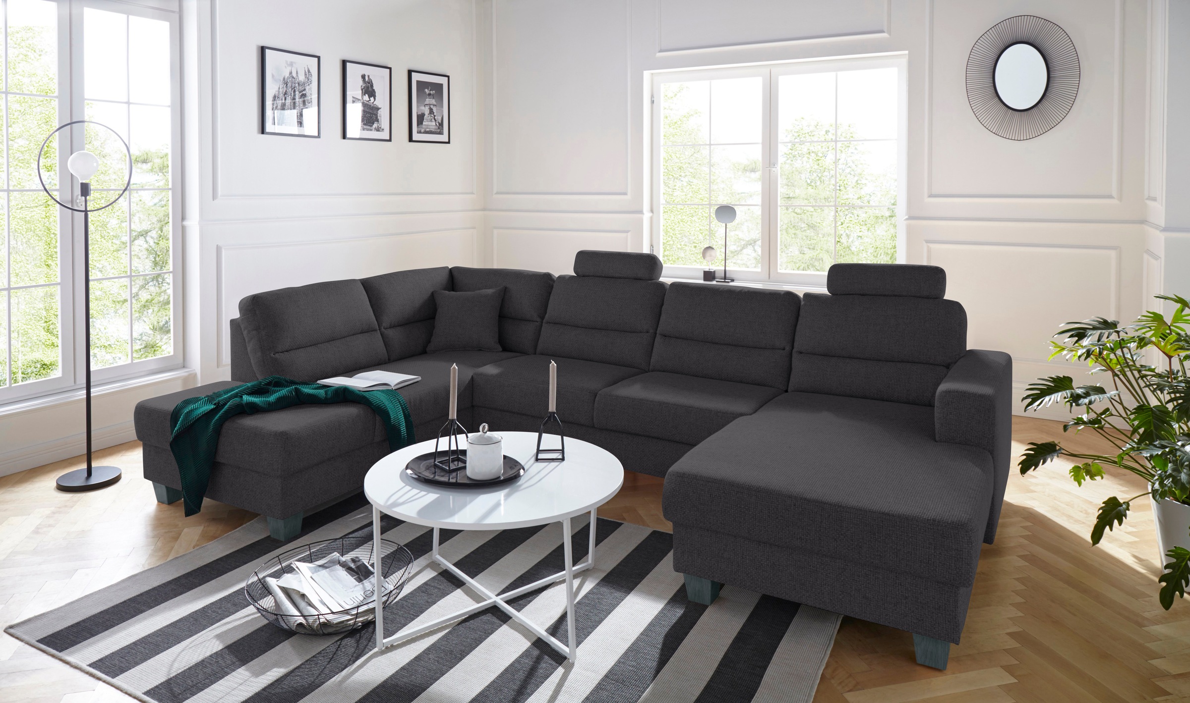 TRENDMANUFAKTUR Wohnlandschaft »Chamber, U-Form«, inklusive zwei Kopfstützen, wahlweise mit Bettfunktion