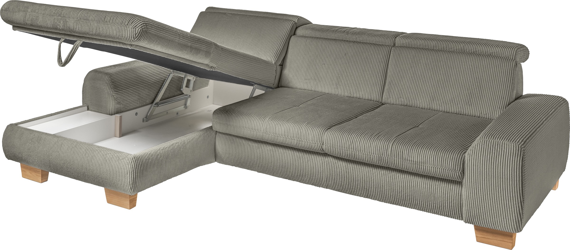 set one by Musterring Ecksofa »SO 3400, Cord, Sitzhöhe 47cm oder 49cm, inkl. Sitztiefenverstellung«, mit Canape und verschiedenen Funktionen, Kaltschaum, B307 x T195 cm