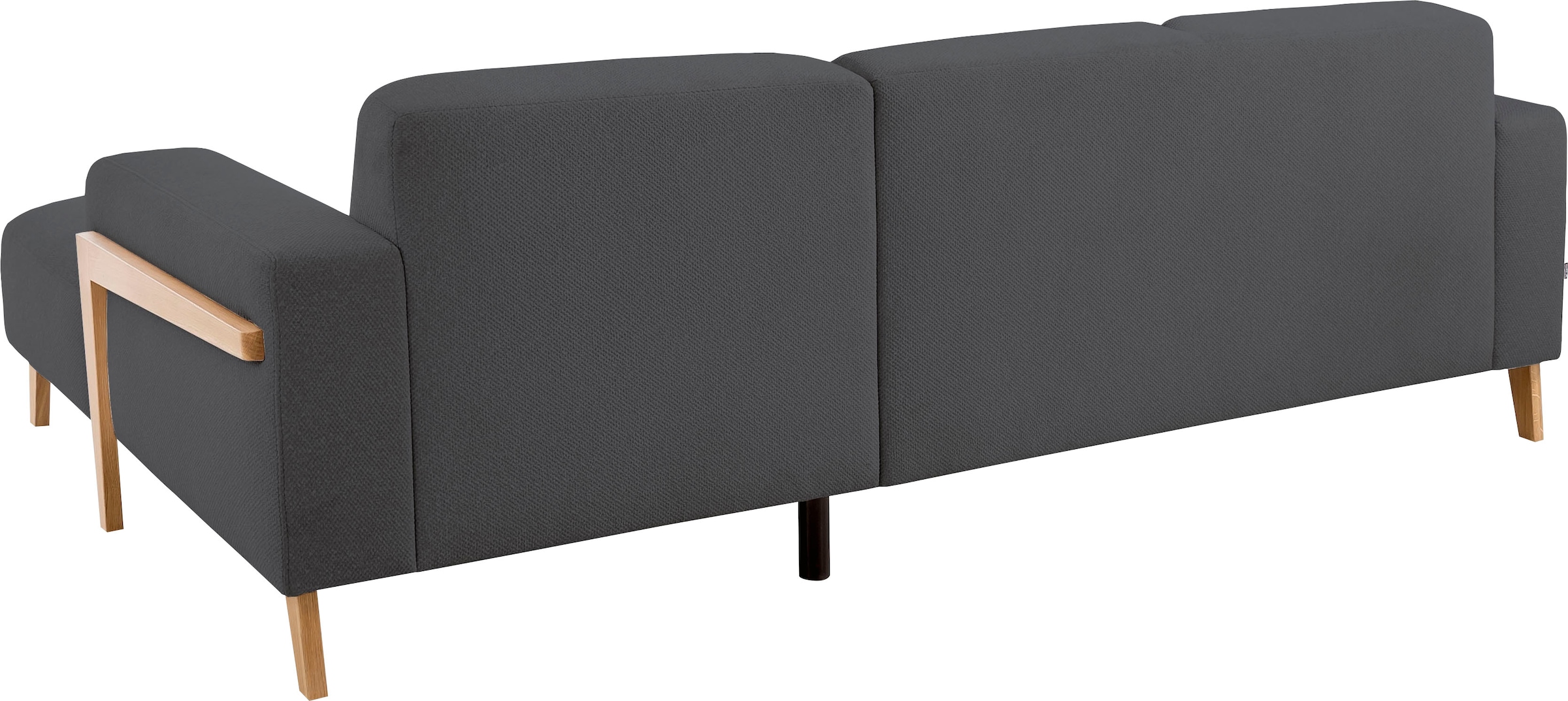 exxpo - sofa fashion Ecksofa »Starr Scandic Design, tolle Verarbeitung, bequem, Sichtholz am Armteil«, L-Form, wahlw. elektrische Sitztiefenverstellung, Massivholzfüße