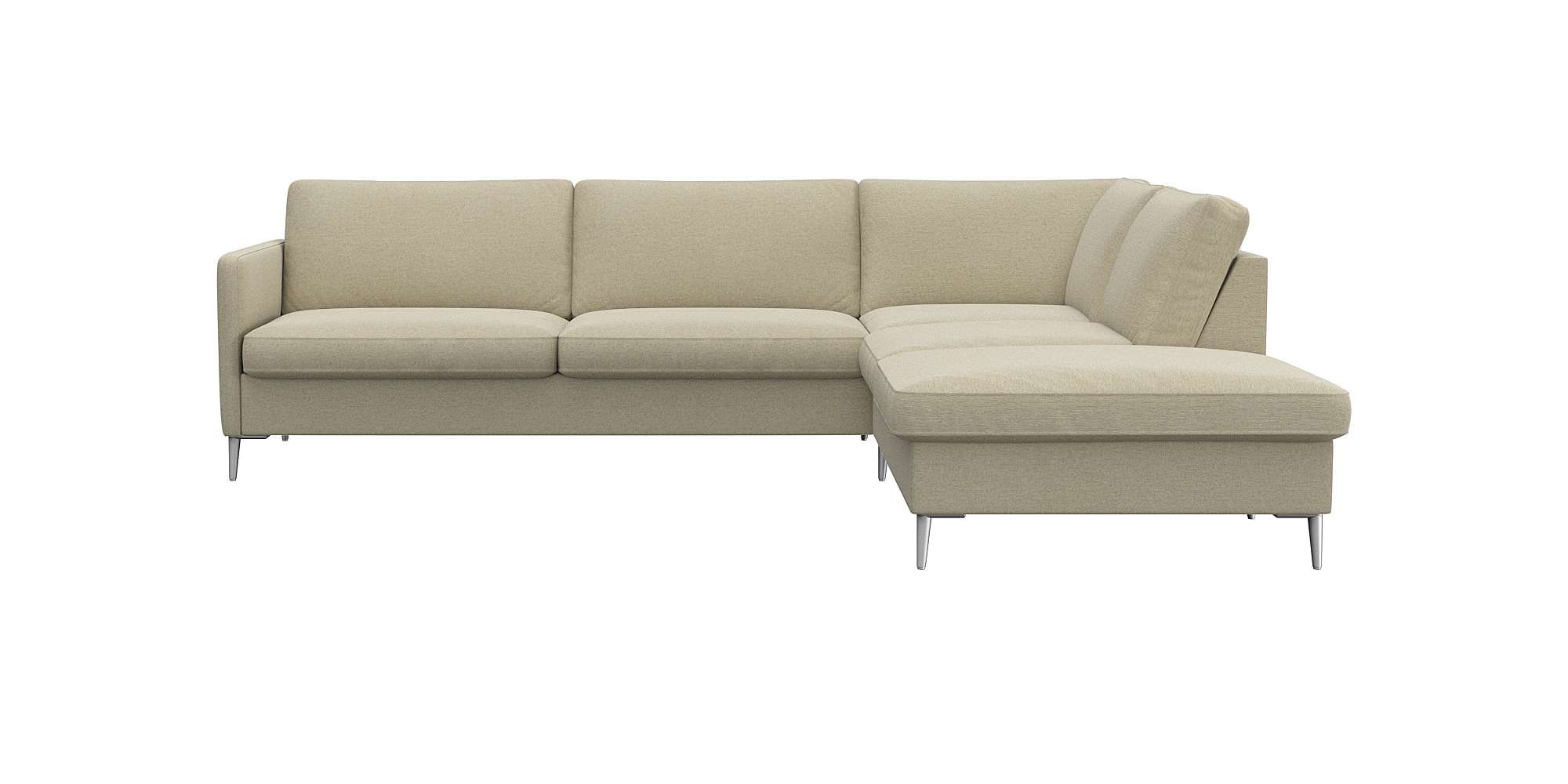 FLEXLUX Ecksofa »Fiore, L-Form, bequem und komfortabel durch hochwertigem Sitzaufbau« schmale Armlehnen, Kaltschaum, Füße Alu