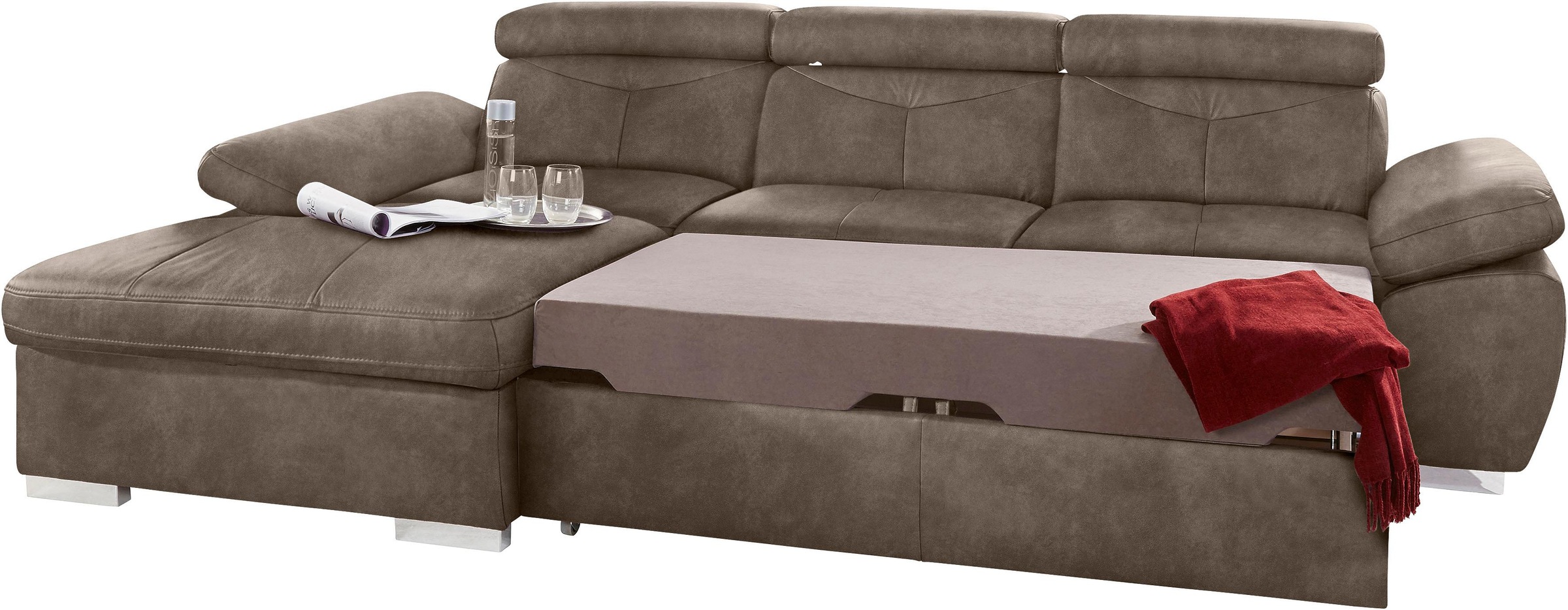 exxpo - sofa fashion Ecksofa »Spring, super bequem, mit Armteil- und Kopfteilfunktion, OTTOs Choice«, L-Form, wahlweise mit Bettfunktion und Bettkasten