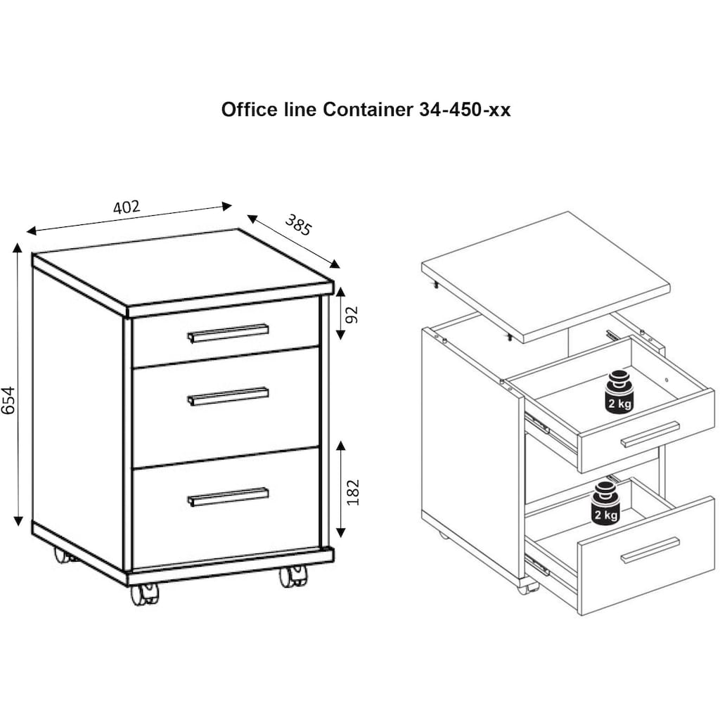 BEGA OFFICE Rollcontainer »Büro-Rollcontainer mit Schubladen, Rollcontainer Rollbar«