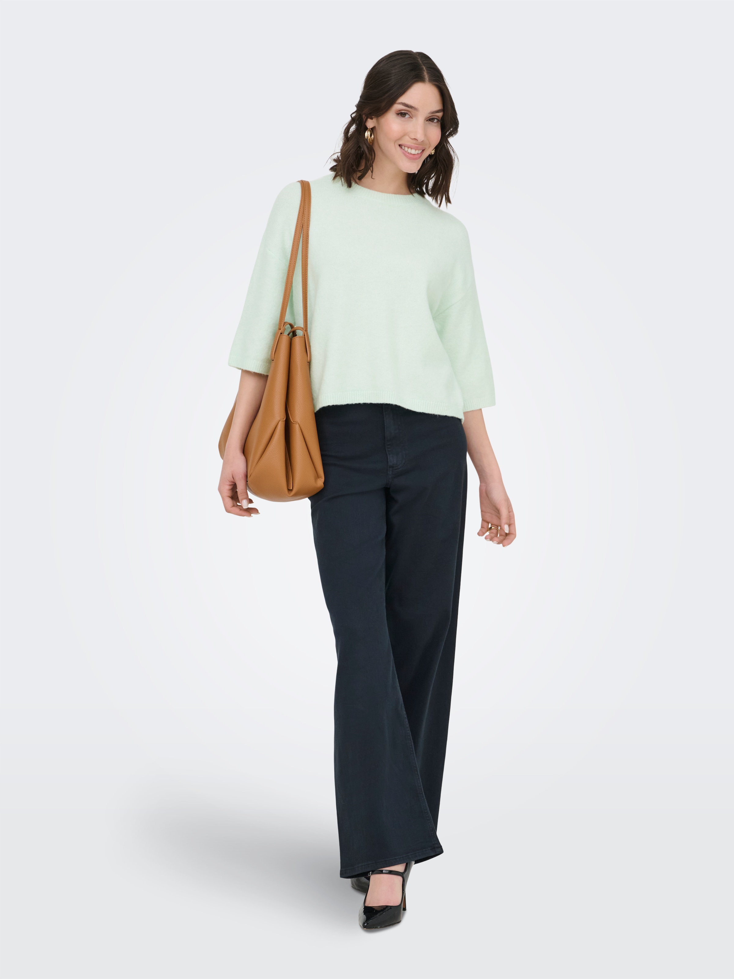 JDY Strickpullover »JDYCHLOE LIFE 3/4 ON PULLOVER KNT NOOS« Materialmix, knit fit