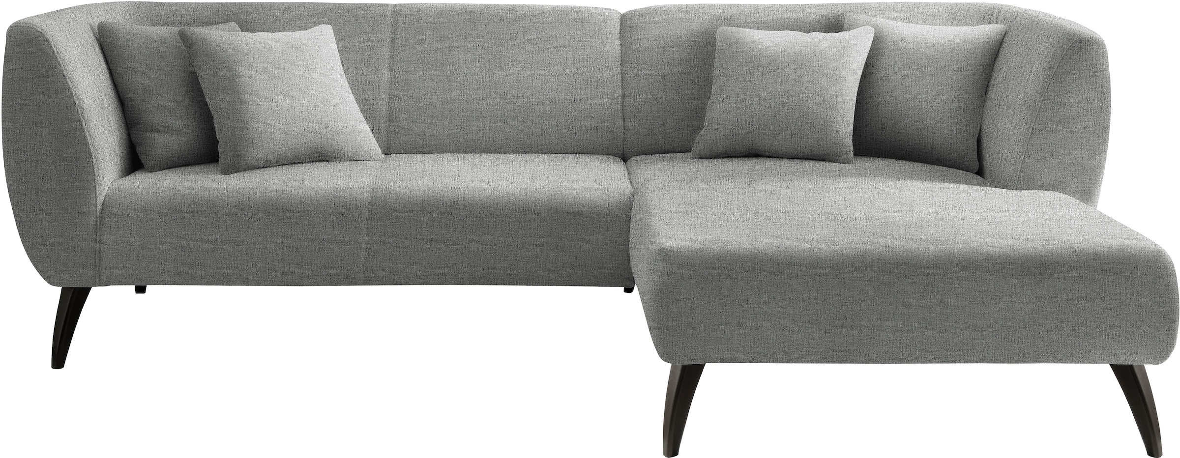 INOSIGN Ecksofa »Colori Polstermöbel mit zeitlos eleganter Rückenführung. L-Form«, Holzfußfarbe wählbar, inkl. 4x Zierkissen