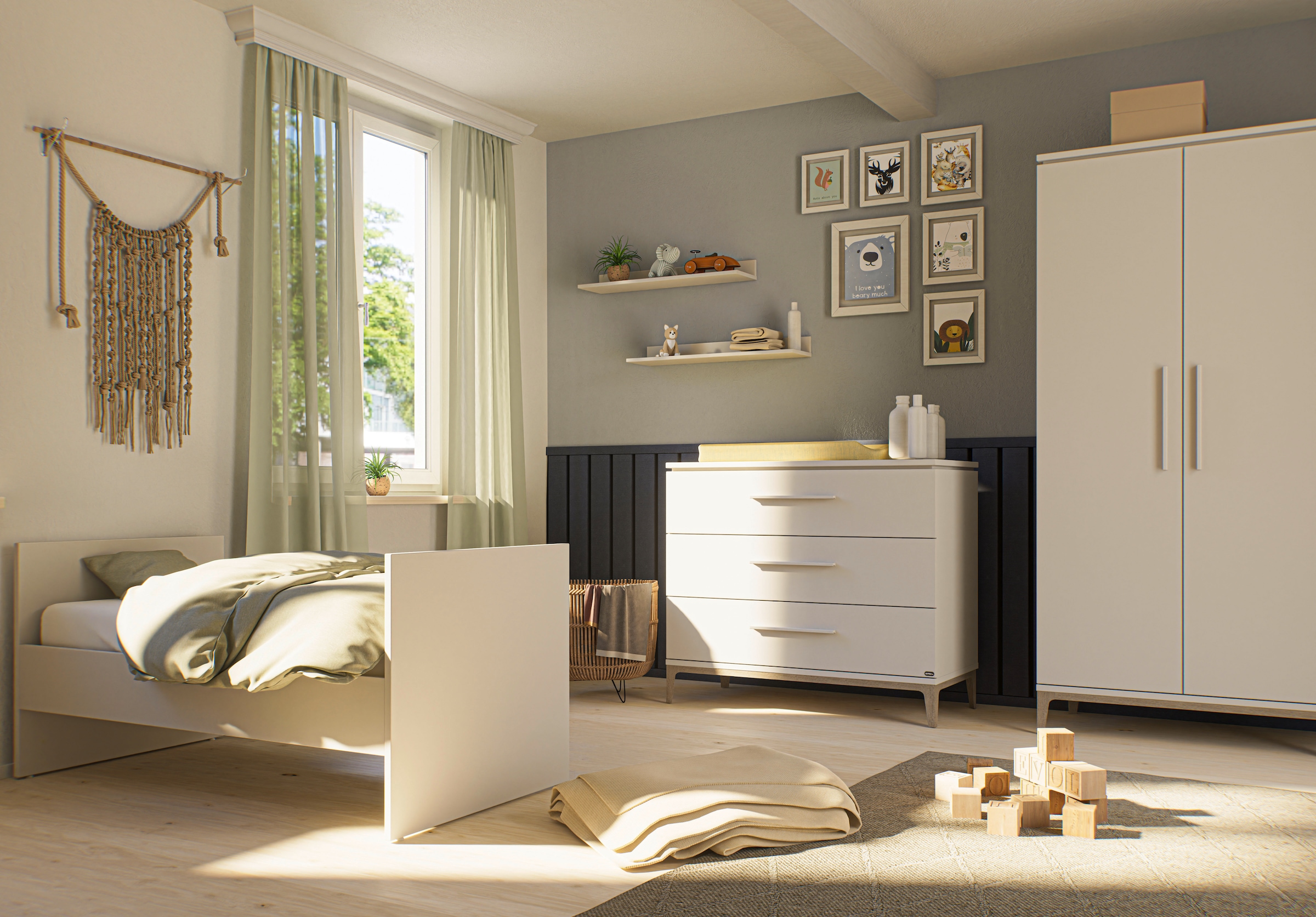 PAIDI Umbauseiten »CUTIE LEA in Weiß, Erweiterungs-Set zum Kinderbett« Off-White, Umbau vom 70x140cm Babybett zum Juniorbett