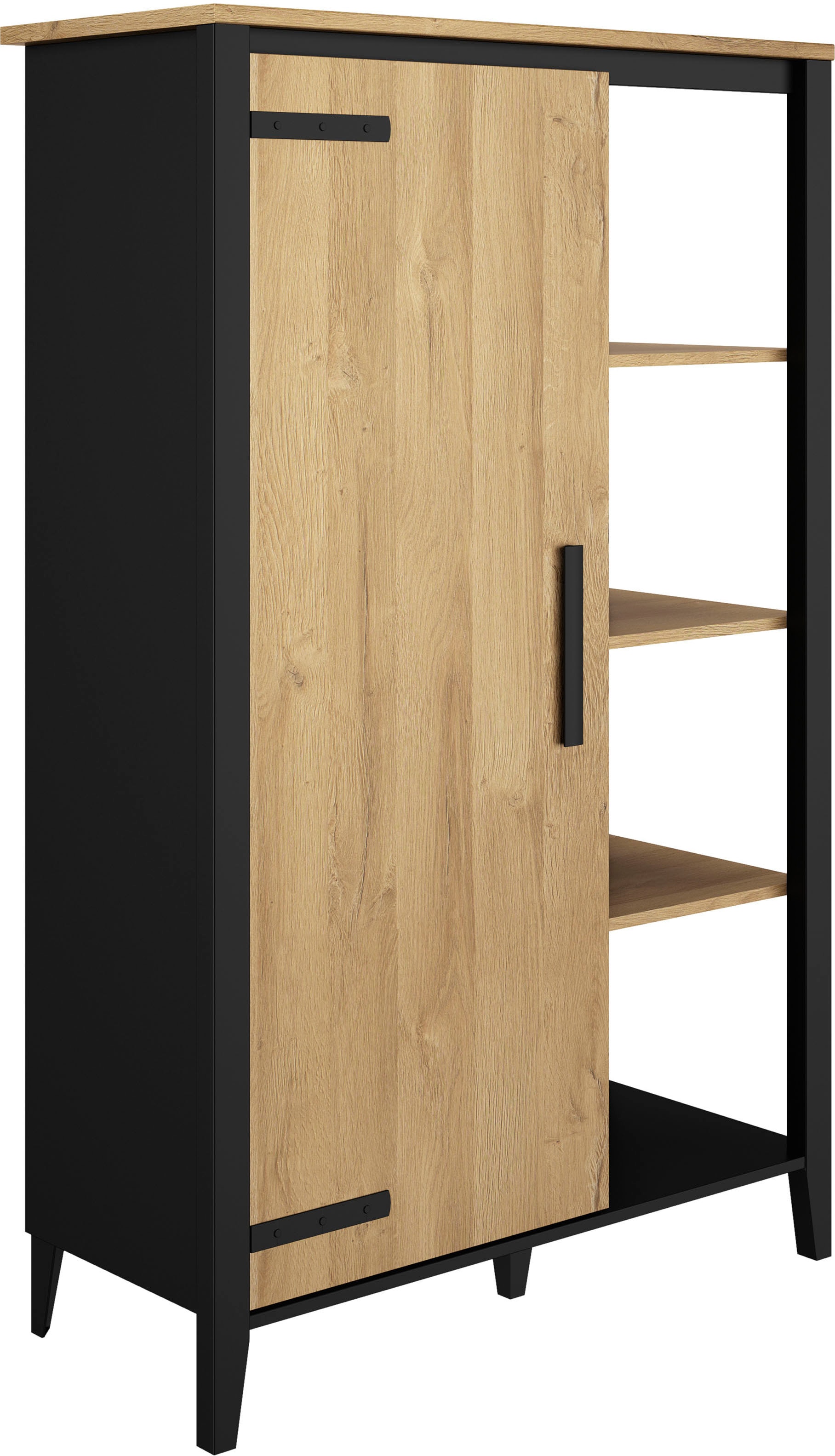 Gami Buffet »Cork« 3 Regalböden und 3 Innenregale in schwarz, Größe B/H/T: 101 cm x 160 cm x 45 cm