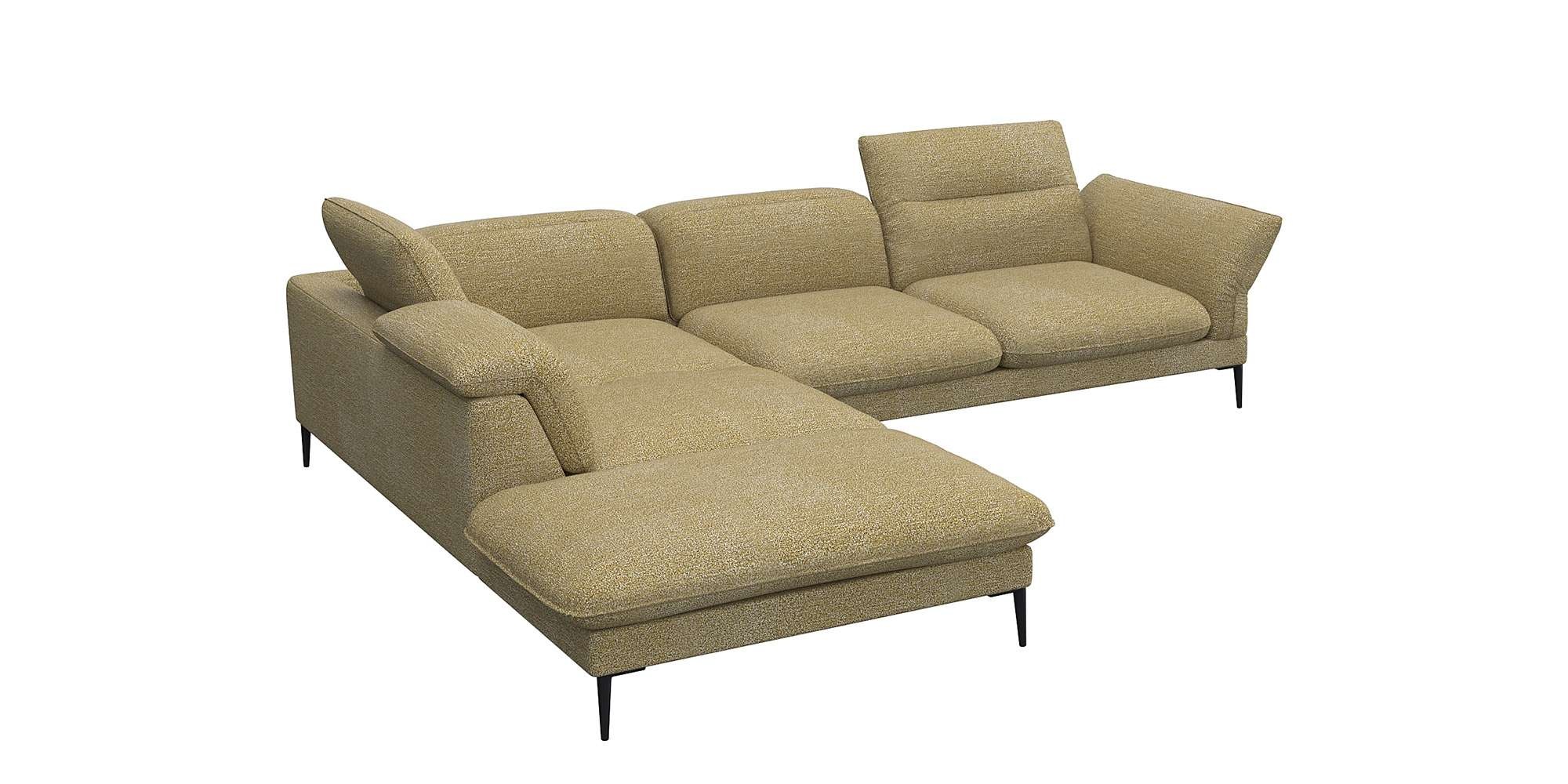 FLEXLUX Ecksofa »Salino, Funktionssofa mit Ottomane, Relaxsofa, Ecksofa«, Sofa mit Arm- und Kopfteil-Verstellungen, Kaltschaum & Stahl-Wellen