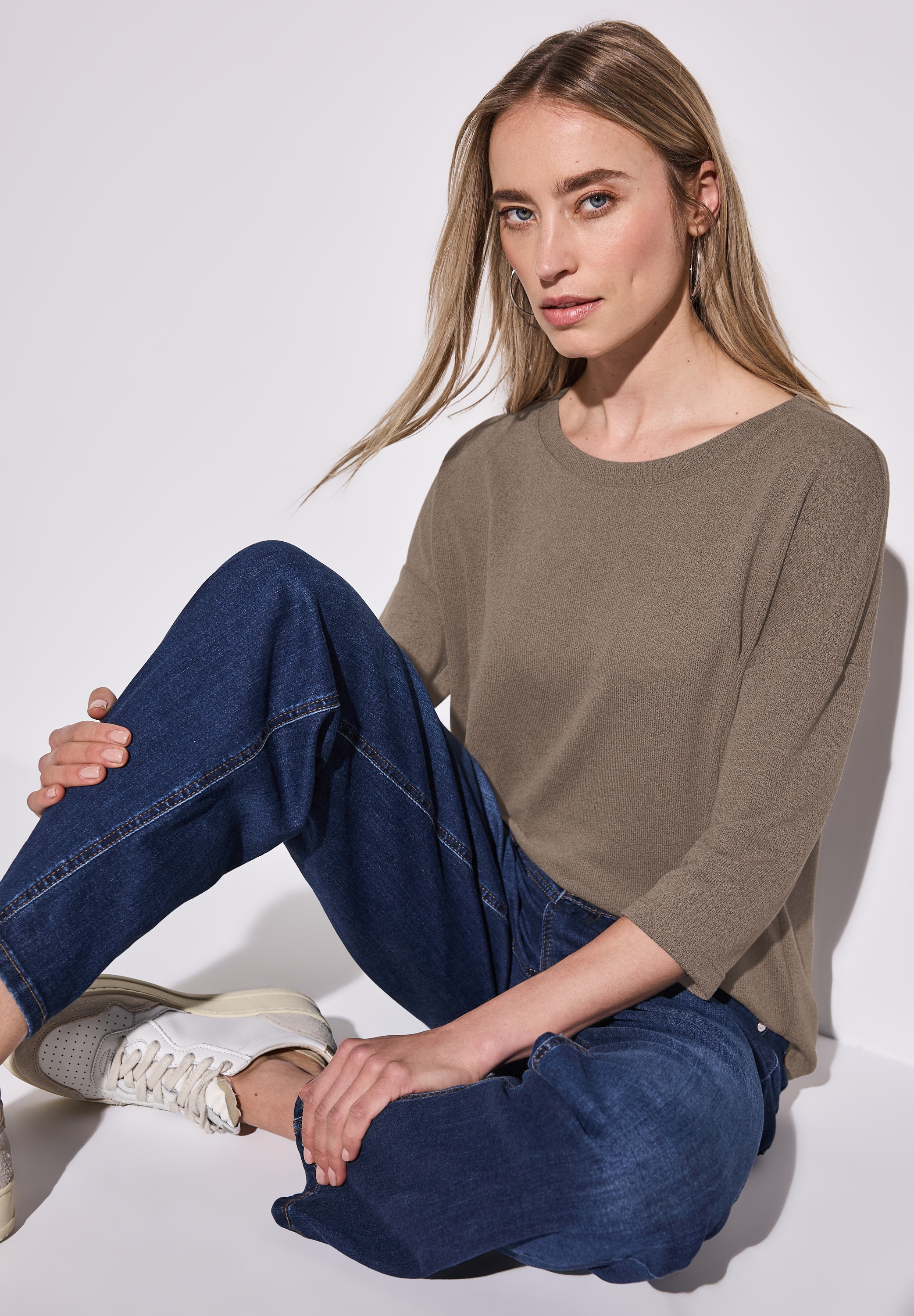 STREET ONE T-Shirt, 3/4-Arm und im Strick-Look