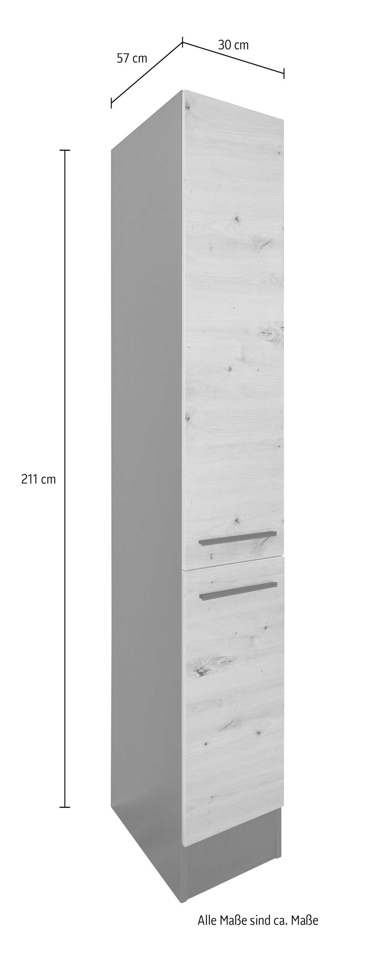 BASIC by Balculina Vorratsschrank »Jazz 30er Vorratsschrank, Küchenschrank BxHxT 30x211x57 cm«, (1 St.), Vorratsschrank mit 1 Tür, 1 Auszug und 2 Einlegeböden