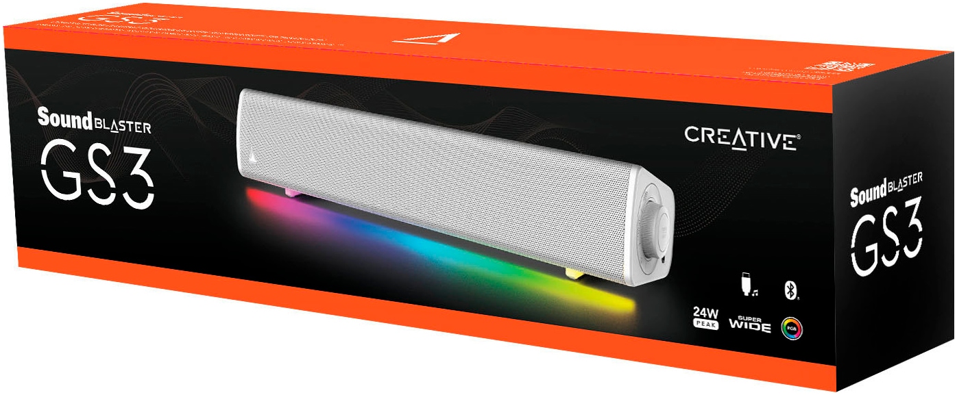 Creative Soundbar »Sound Blaster GS3 RGB Gaming, Bluetooth 5.4, USB Audio, weiss«, Kabelloses Streaming