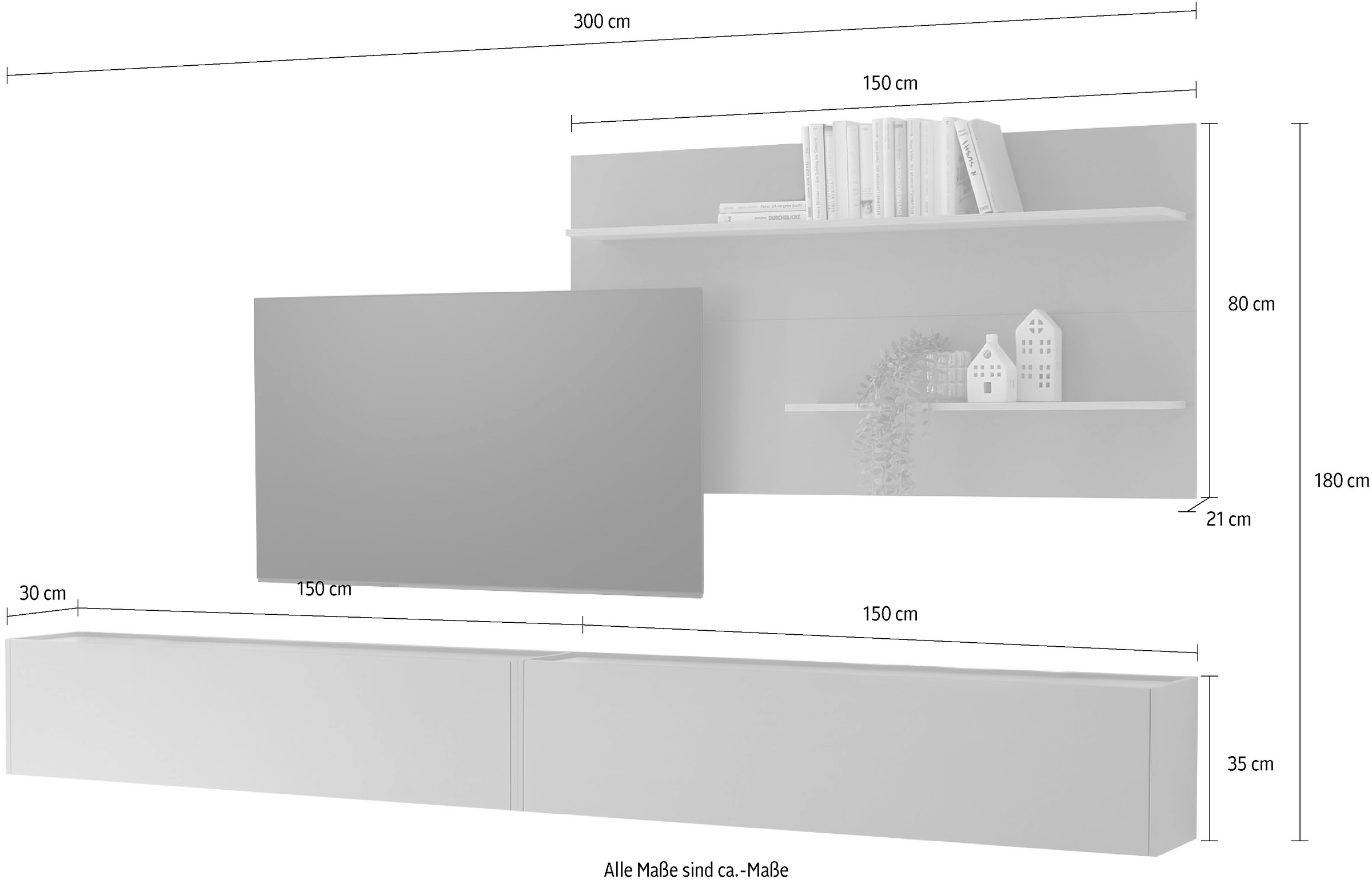 INOSIGN Wohnwand »City/Giron, moderne Anbauwand, Komplettset in vielen Farben verfügbar« Set, 3 Stk. tlg. enthält zwei Hängeschränke & ein Wandpaneel