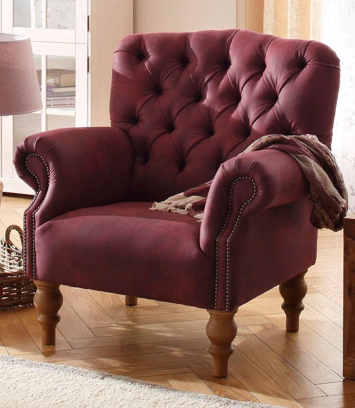 Home affaire Sessel »Lord« mit echter Chesterfield-Knopfheftung und Ziernägeln