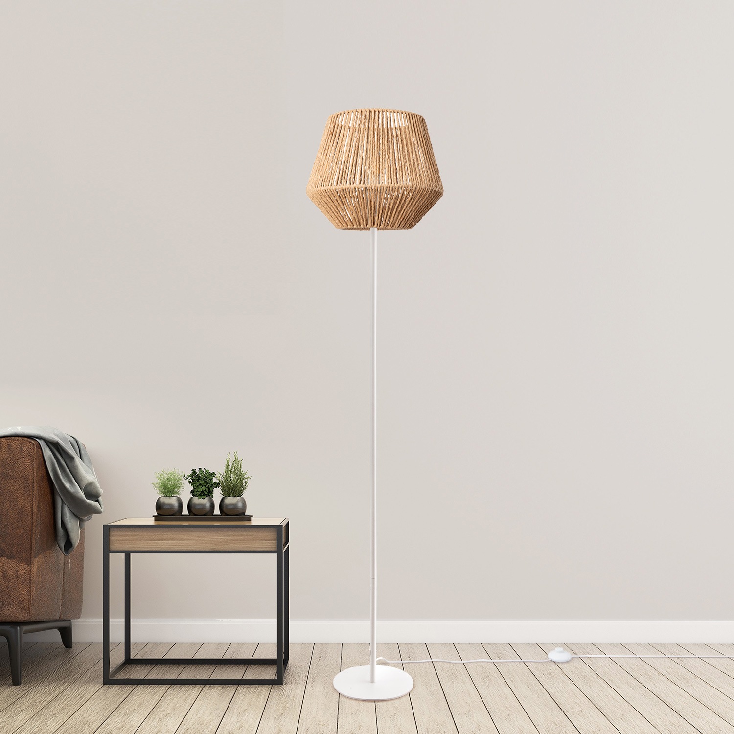 Paco Home Stehlampe »Pinto«, 1 flammig, Leuchtmittel E27 | ohne Leuchtmittel, moderne LED Lampe in Boho Optik, Wohnzimmer, Schlafzimmer, Fassung E27