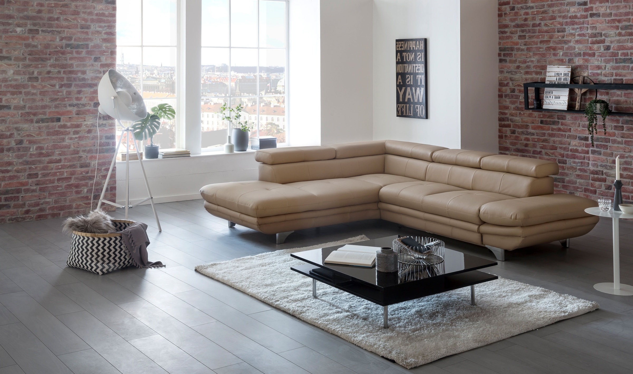 COTTA Ecksofa »Enterprise L-Form«, mit Arm- & Kopfteilverstellung, wahlweise mit Bettfunktion