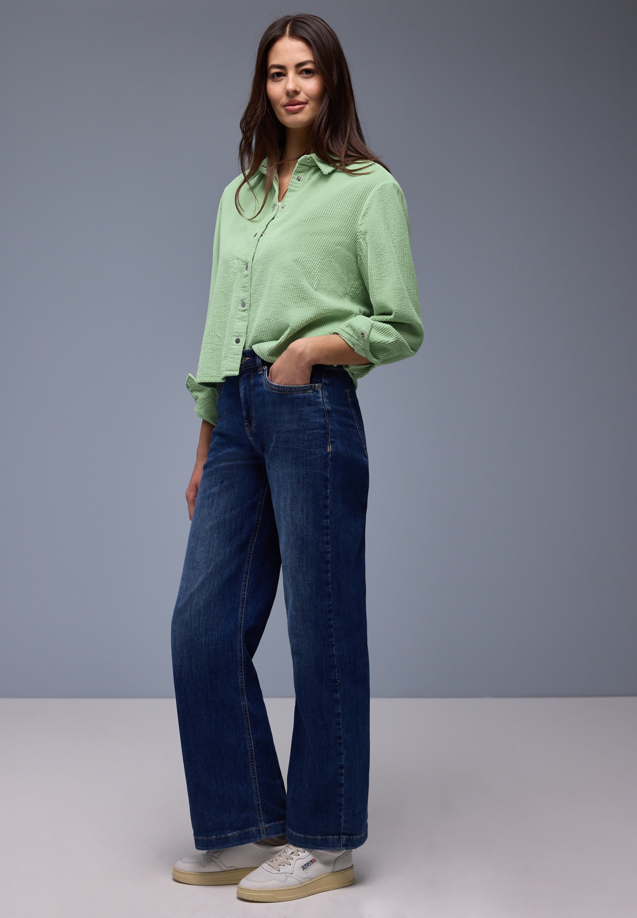 STREET ONE Langarmbluse in Cord-Qualität