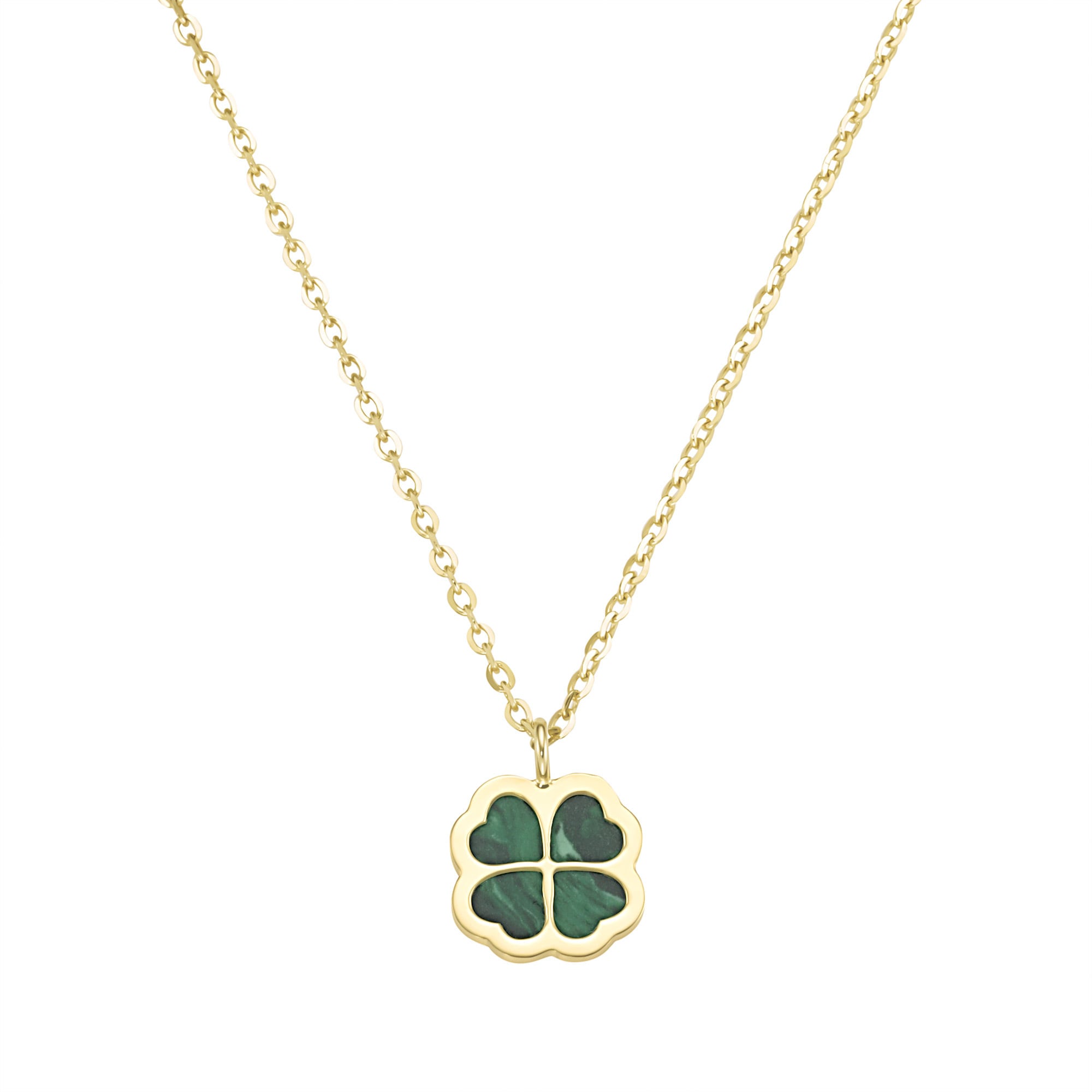 Luigi Merano Goldkette »Kette Kleeblatt-Anhänger mit Malachit, Gold 375«