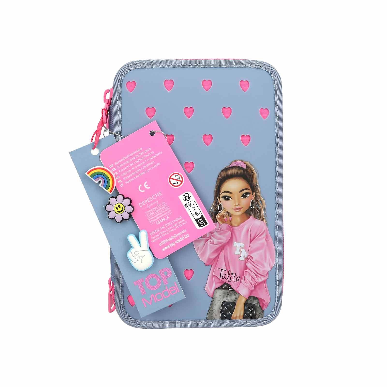 Depesche Buntstift »3-Fach Federtasche mit Silikon-Pins TOPModel 7,5 x 13 x 20 cm blau«