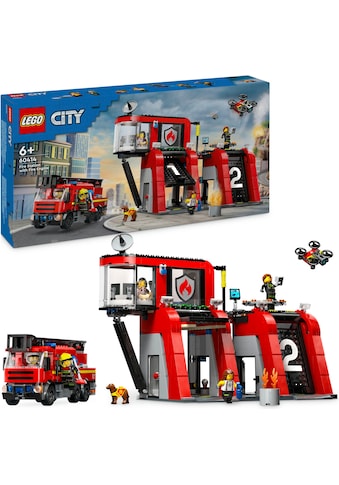 Konstruktionsspielsteine »Feuerwehrstation mit Drehleiterfahrzeug (60414), LEGO City«,...