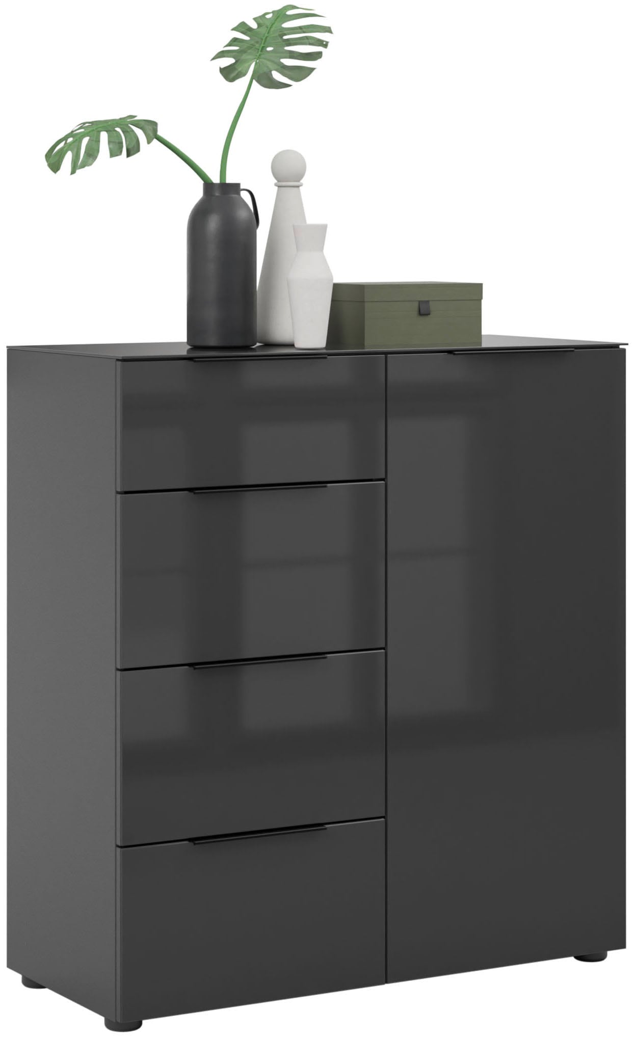 Manjana Möbel Kommode »Kommode mit Chrom oder Schwarz matten Metallgriffen«