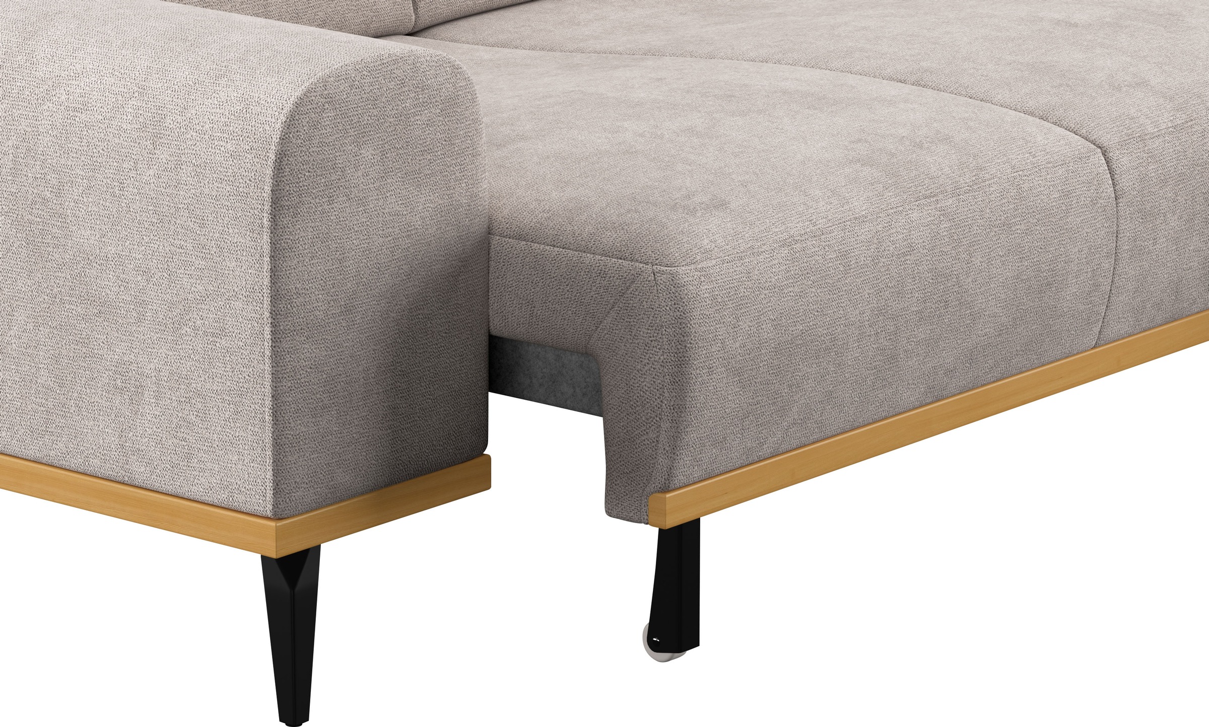 Places of Style Ecksofa »Carlo L-Form«, mit Kopfteilverstellung & Holz-Rahmenoptik, wahlweise Relaxfunktion