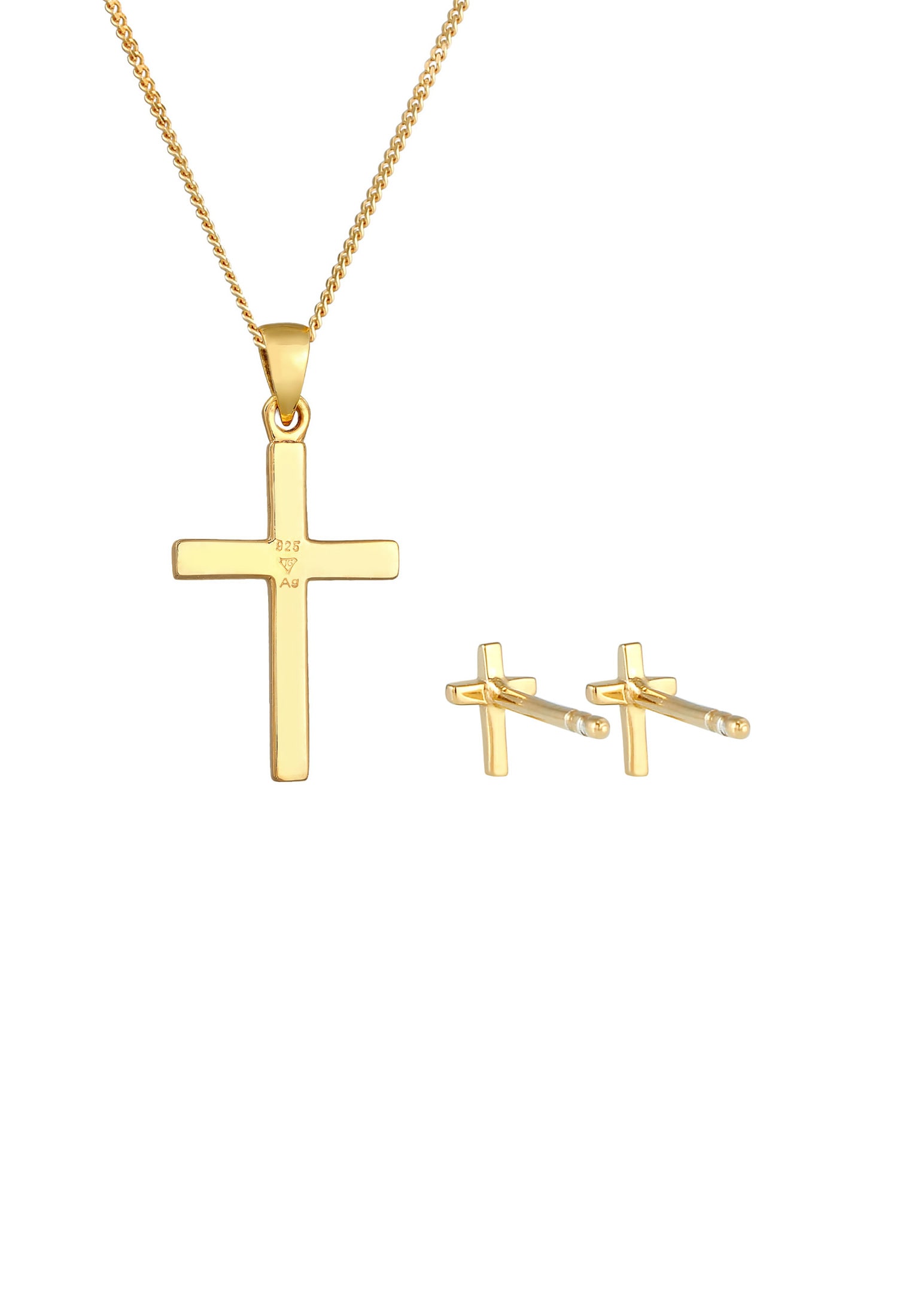 Elli Ohrring und Ketten Set »Schmuckset Kreuz Kette Ohrstecker 925 Silber«