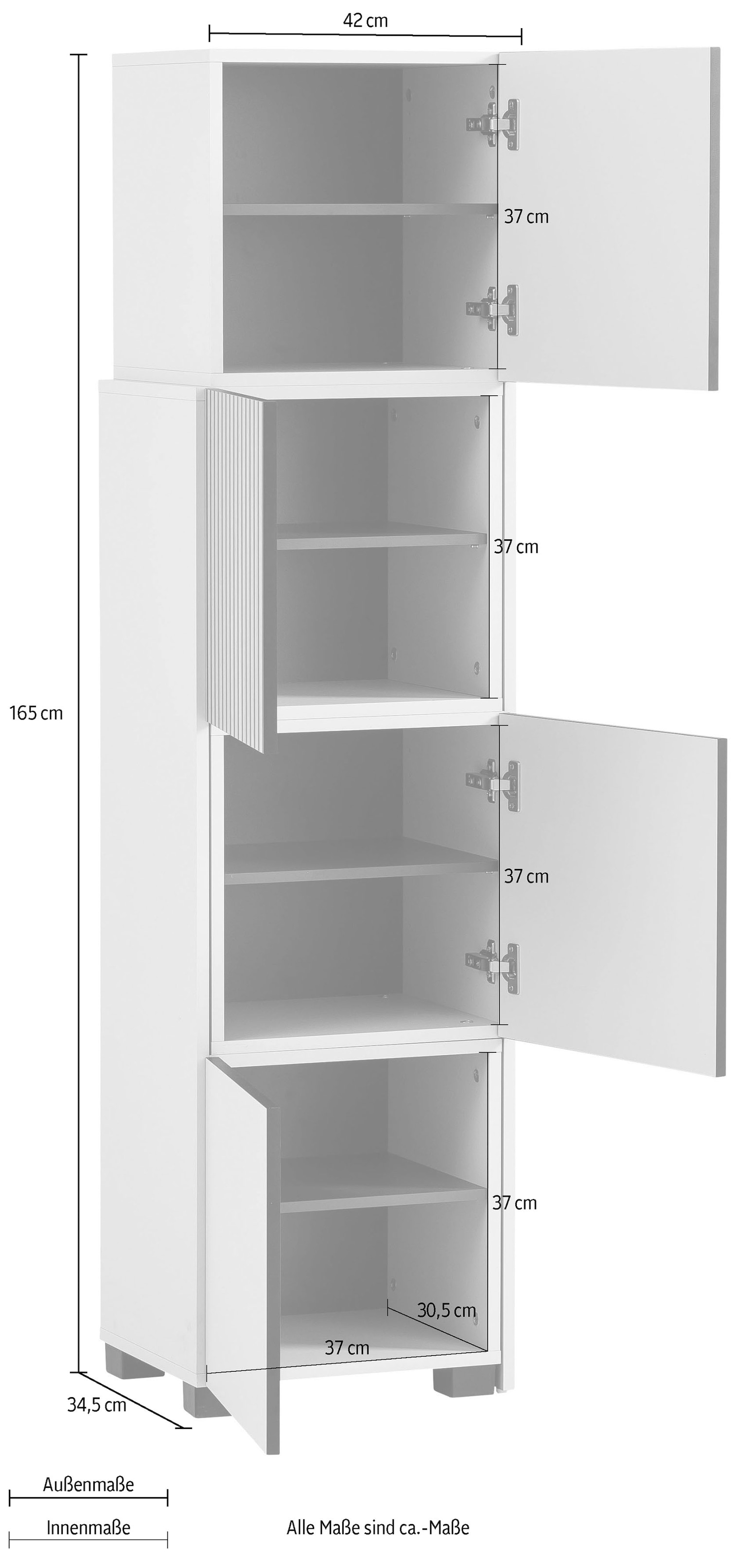 Schildmeyer Schieberegal »Alexa, Breite variabel von 40 bis 70 cm«, Türfront mit Akustikprint, grifflose Öffnung