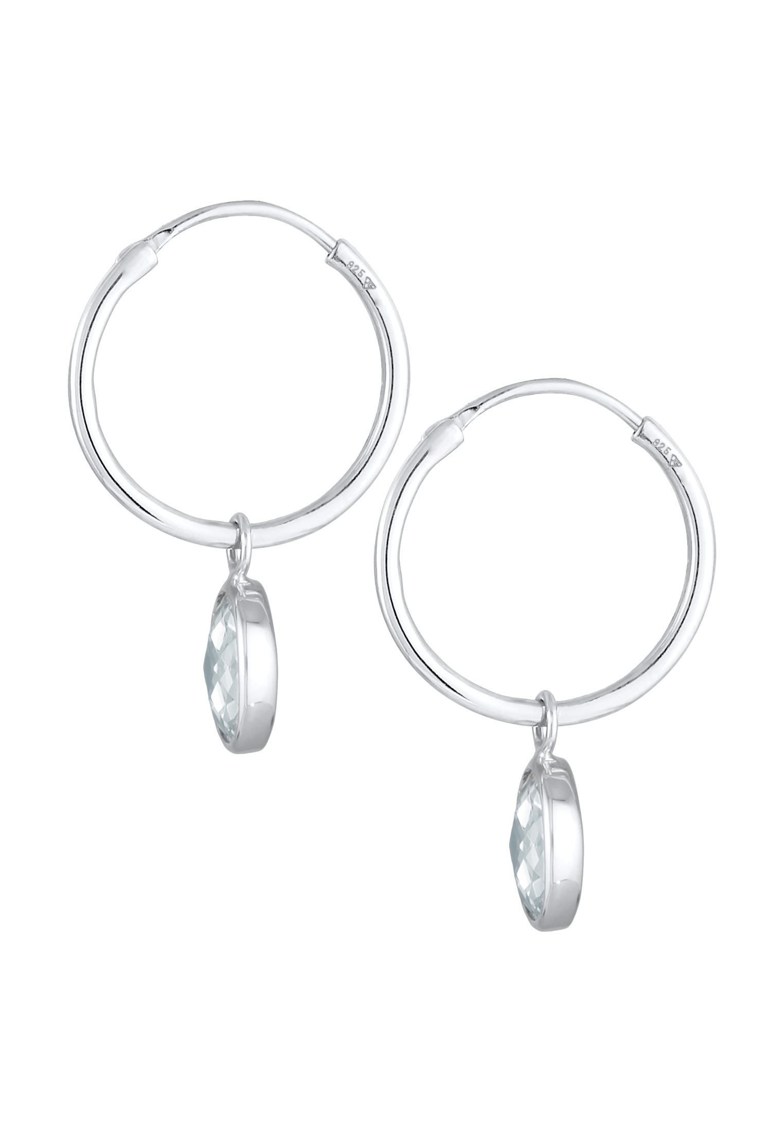 Nenalina Paar Creolen »Ohrringe Creolen Zirkonia Anhänger Oval 925 Silber«