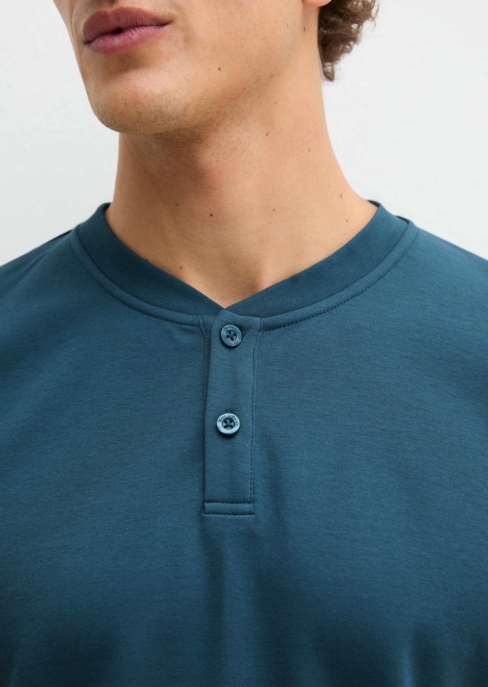 Marc O'Polo Pyjamaoberteil »Mix N Match Interlock« mit Rundhalsausschnitt, kleiner Knopfleiste und kurzem Arm