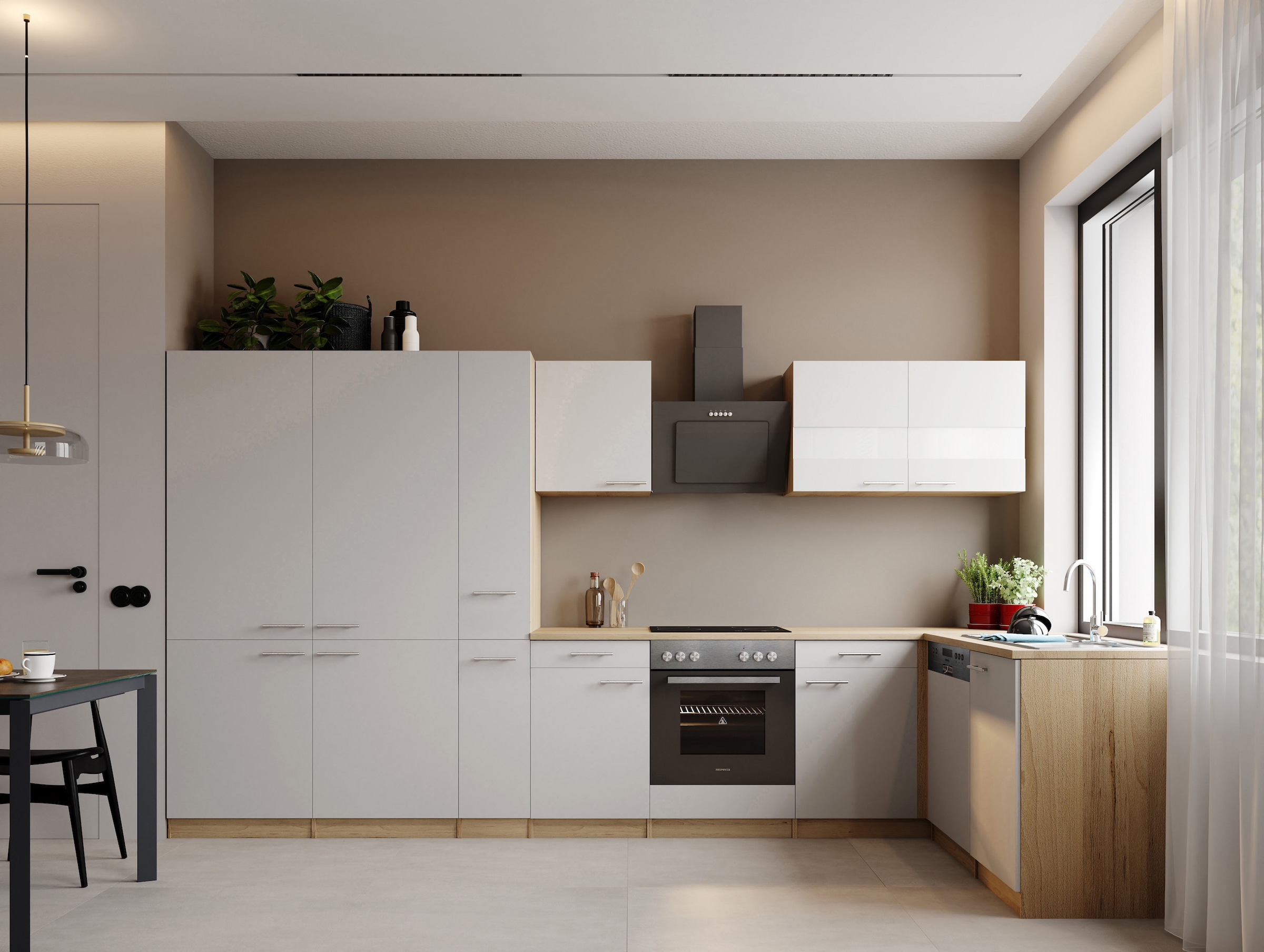 RESPEKTA Winkelküche »Merle« Winkelküche Merle, Breite 340 cm, Soft Close, French-Door-Design