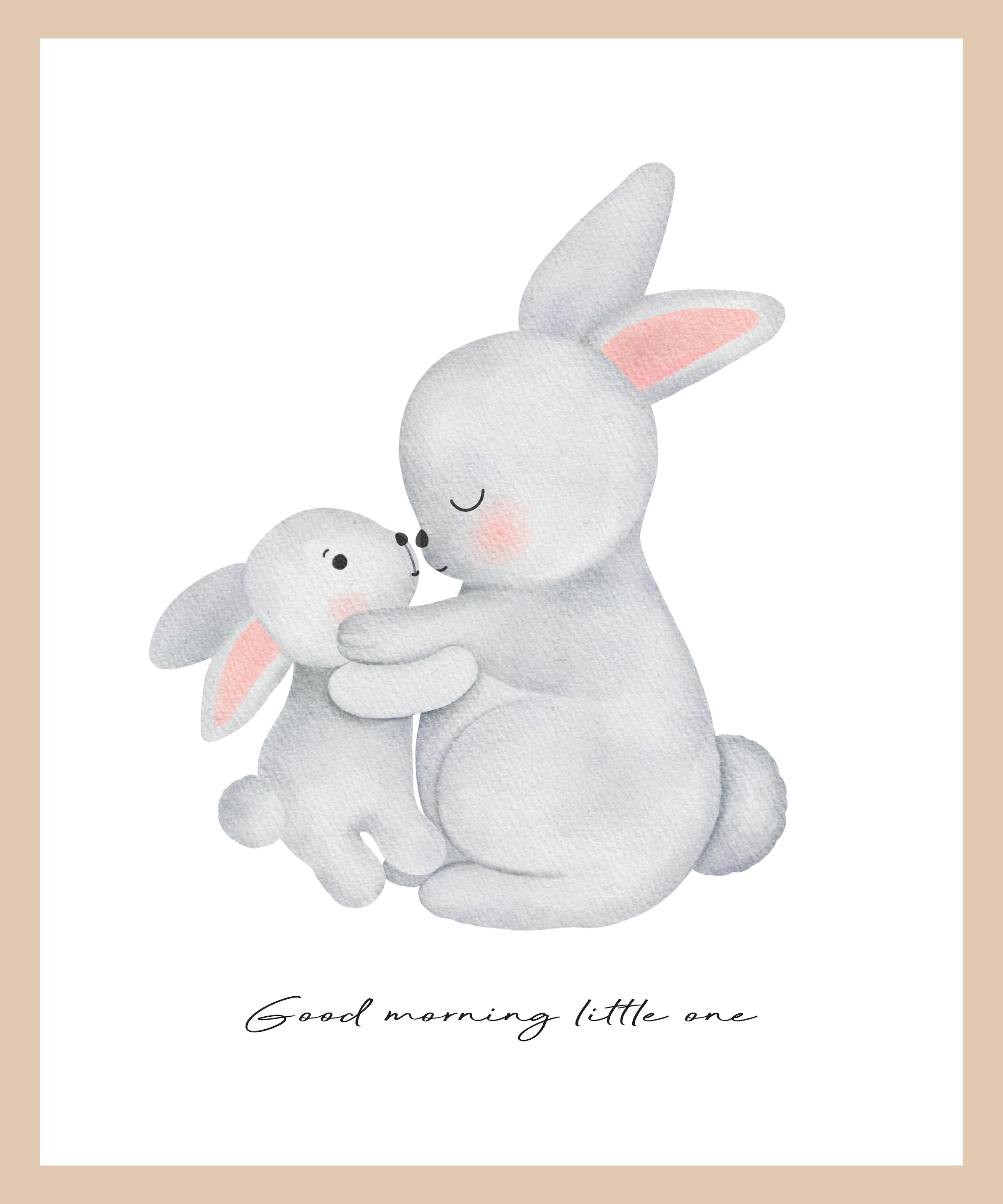 Lüttenhütt Poster »Großer Hase und Hasenkind«, Fantasy-Hase-Hasen-Liebessprüche-Schriftzug-Tiere, (1 St.), HD Premium Druck