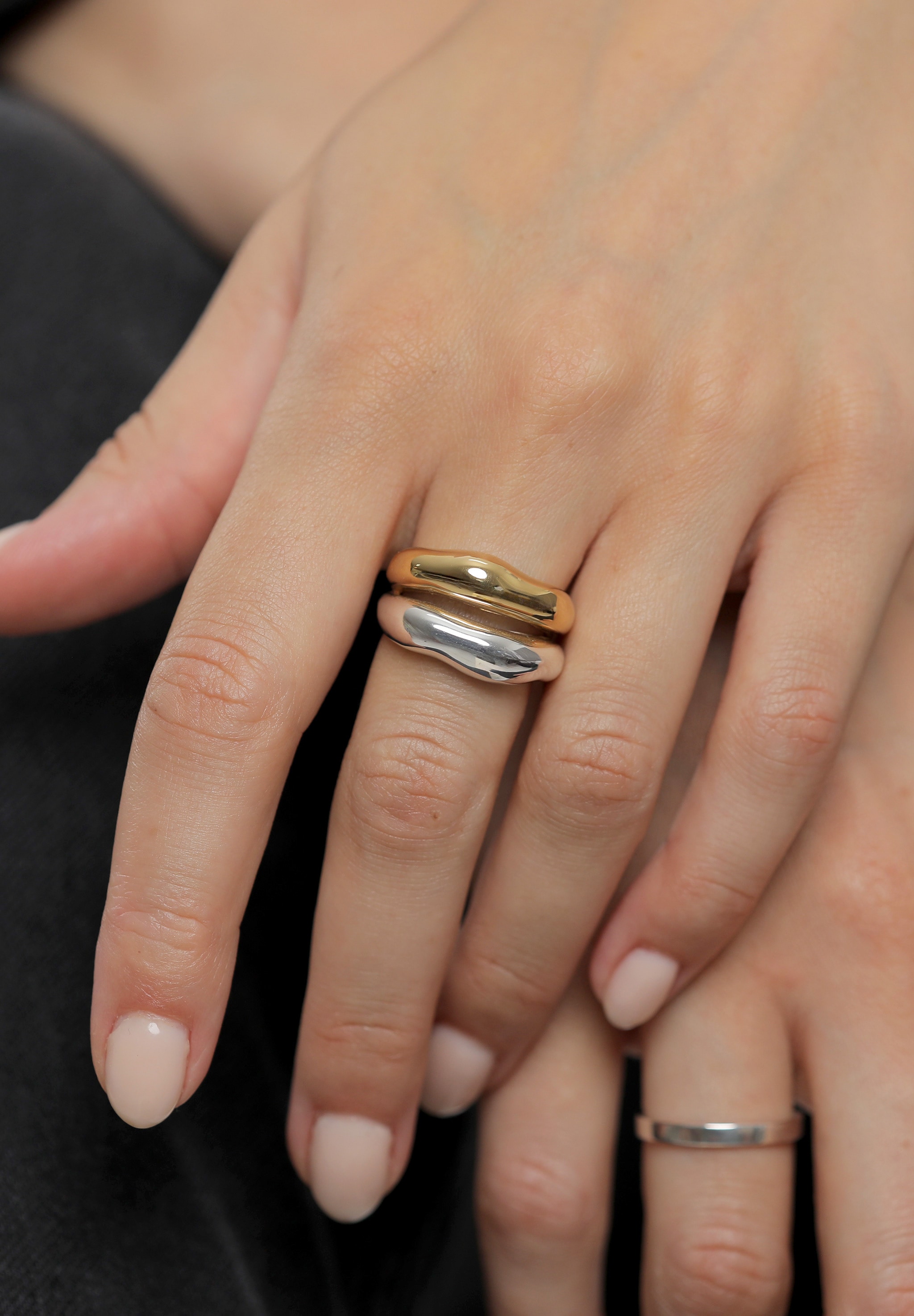 Elli Premium Silberring »Ring Bandring Bicolor Organic Look 925 Sterling Silber vergoldet«