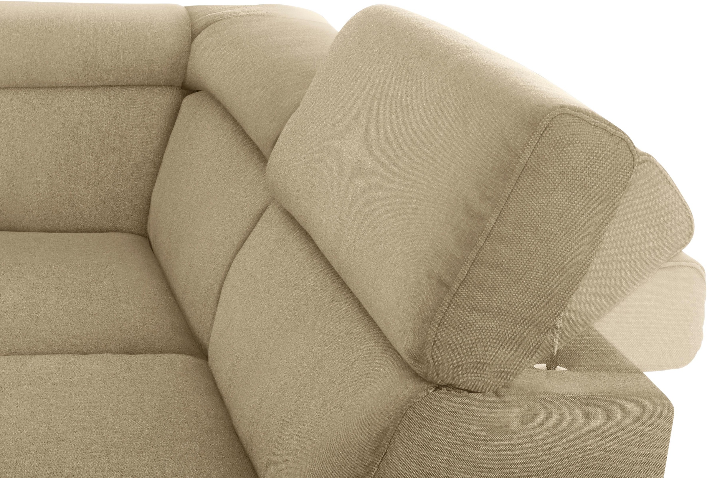 DOMO collection Wohnlandschaft »Mira, inklusive Kopfteilverstellung für mehr Wohlfühlkomfort, U-Form« wahlweise mit Bettfunktion und Bettkasten, elegant und modern