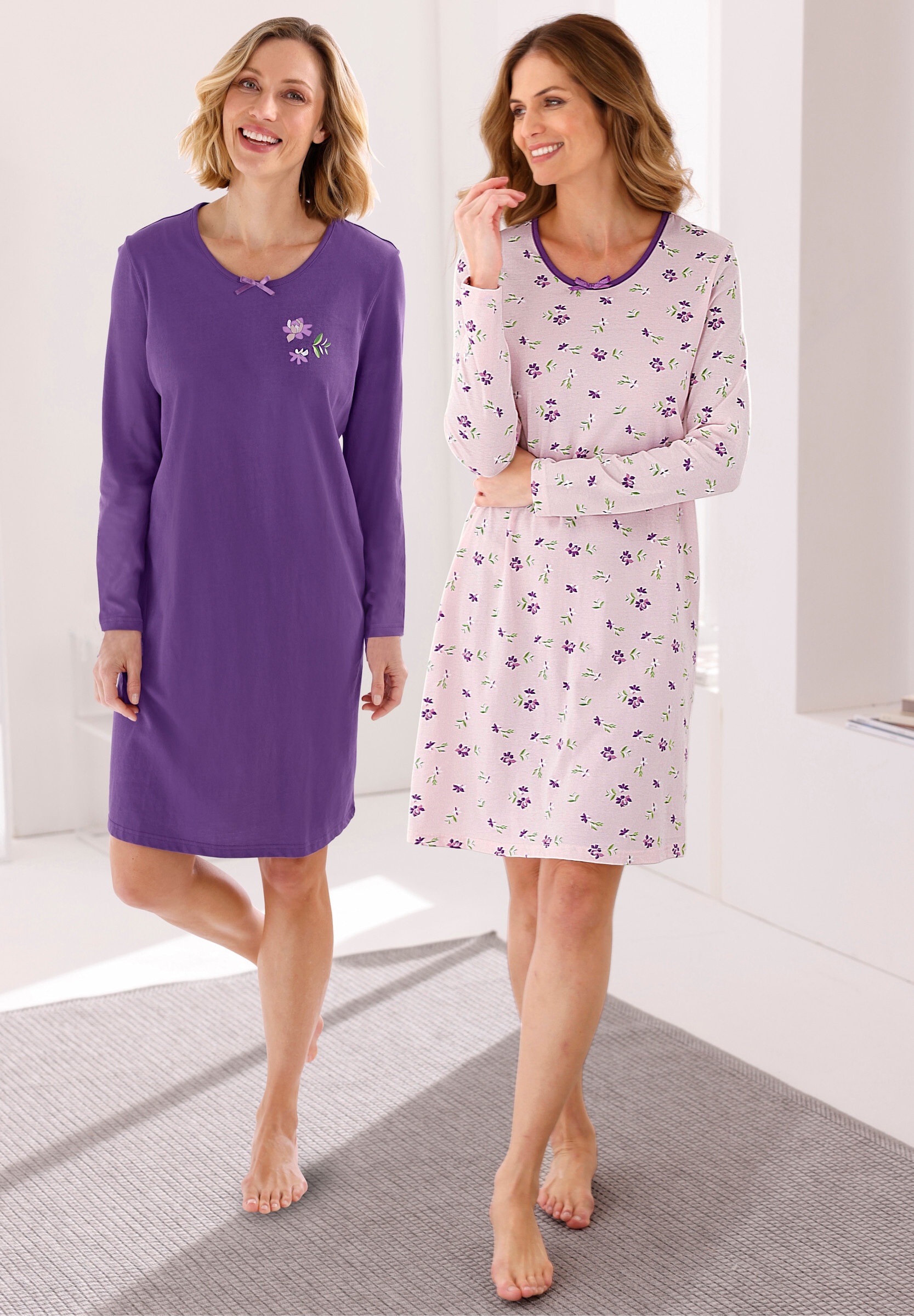 Witt Schlafanzug »Sleepshirts Sleepshirts mit Blumen-Motiven 2 Stück« 2 Stk.