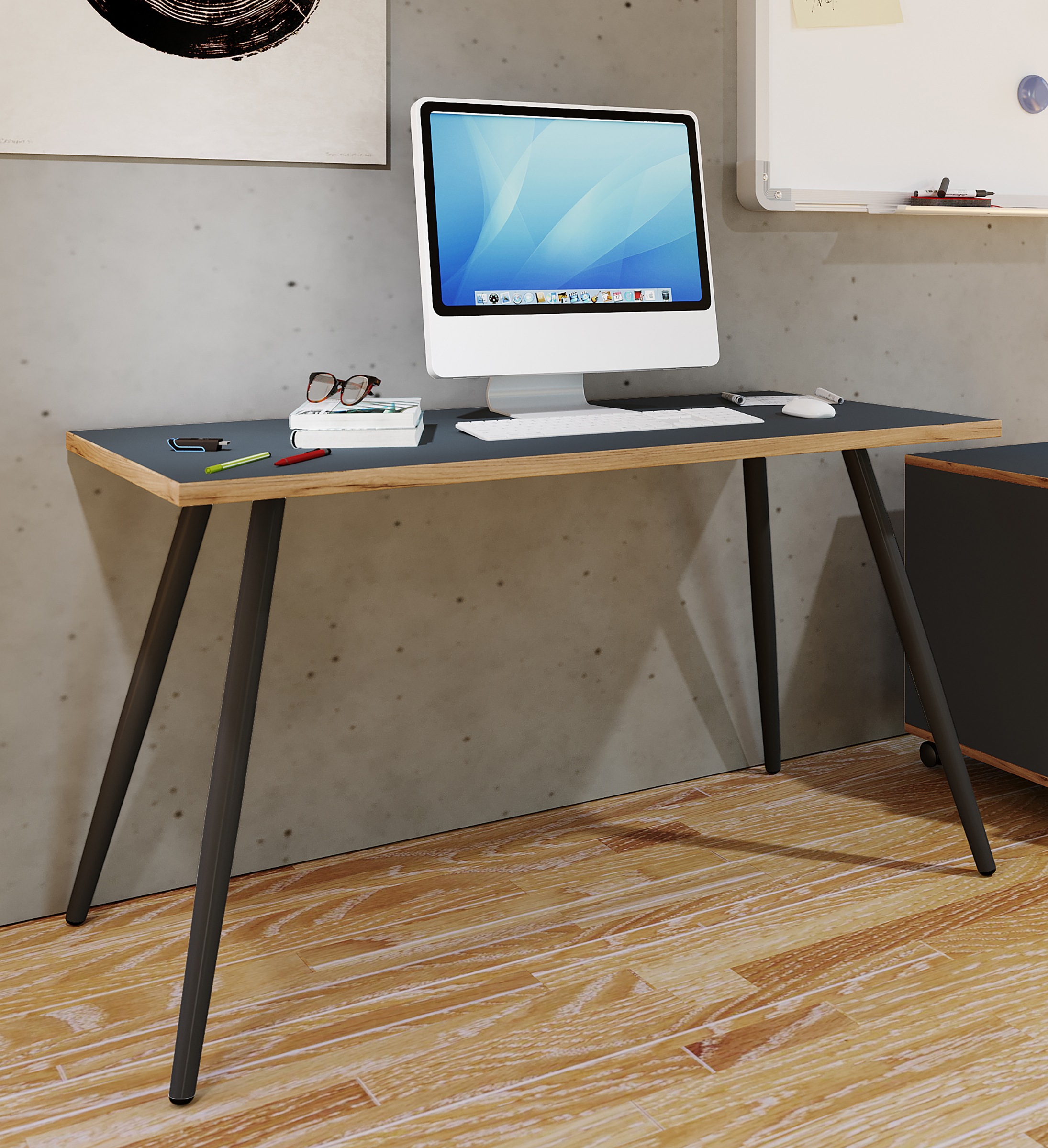 VCM Schreibtisch »VCM Schreibtisch Computertisch Bürotisch Skandanivischer Retro Look Salia 110x80 cm«, (Salia)